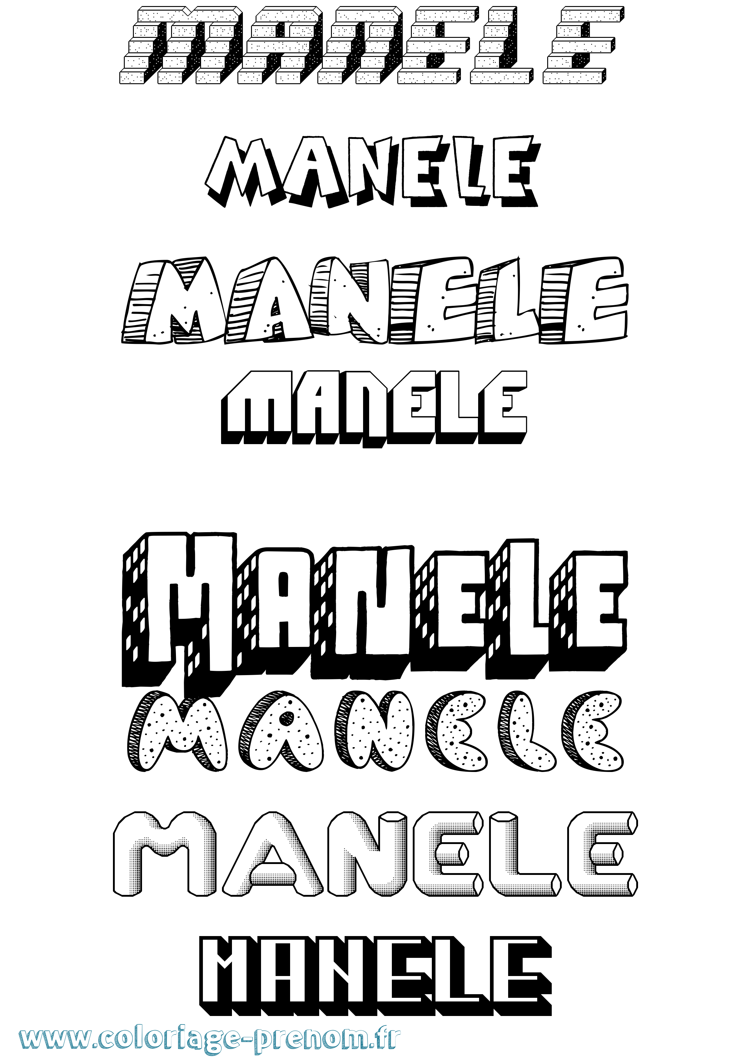 Coloriage prénom Manele Effet 3D