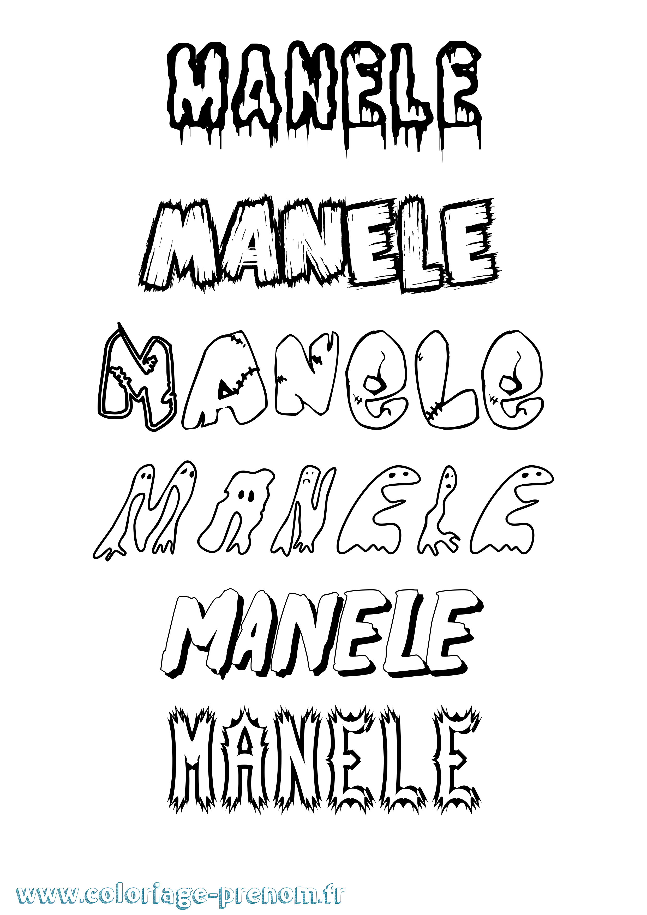 Coloriage prénom Manele Frisson