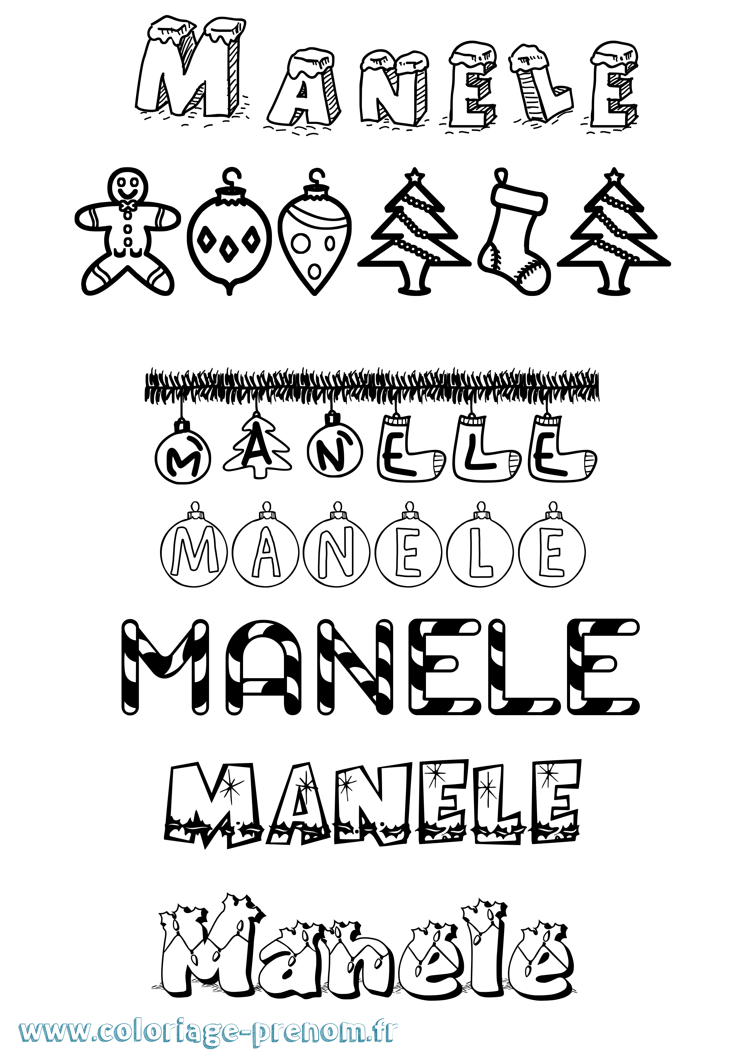 Coloriage prénom Manele Noël
