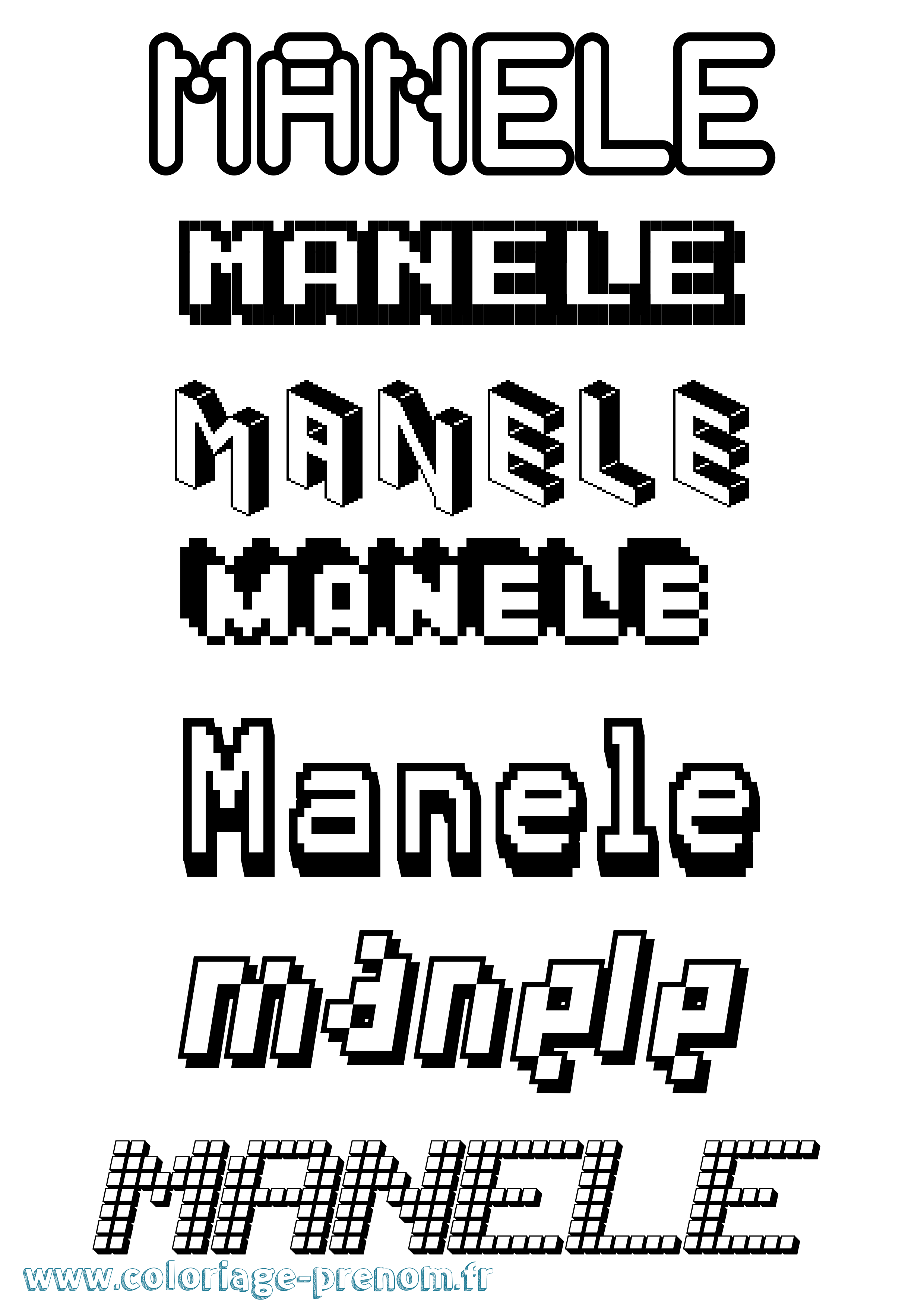 Coloriage prénom Manele Pixel