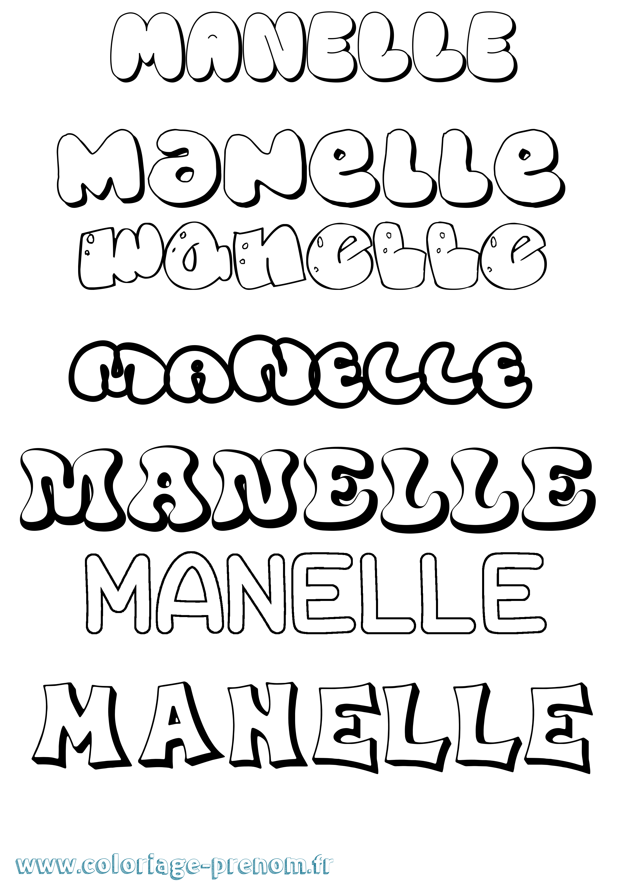 Coloriage prénom Manelle Bubble
