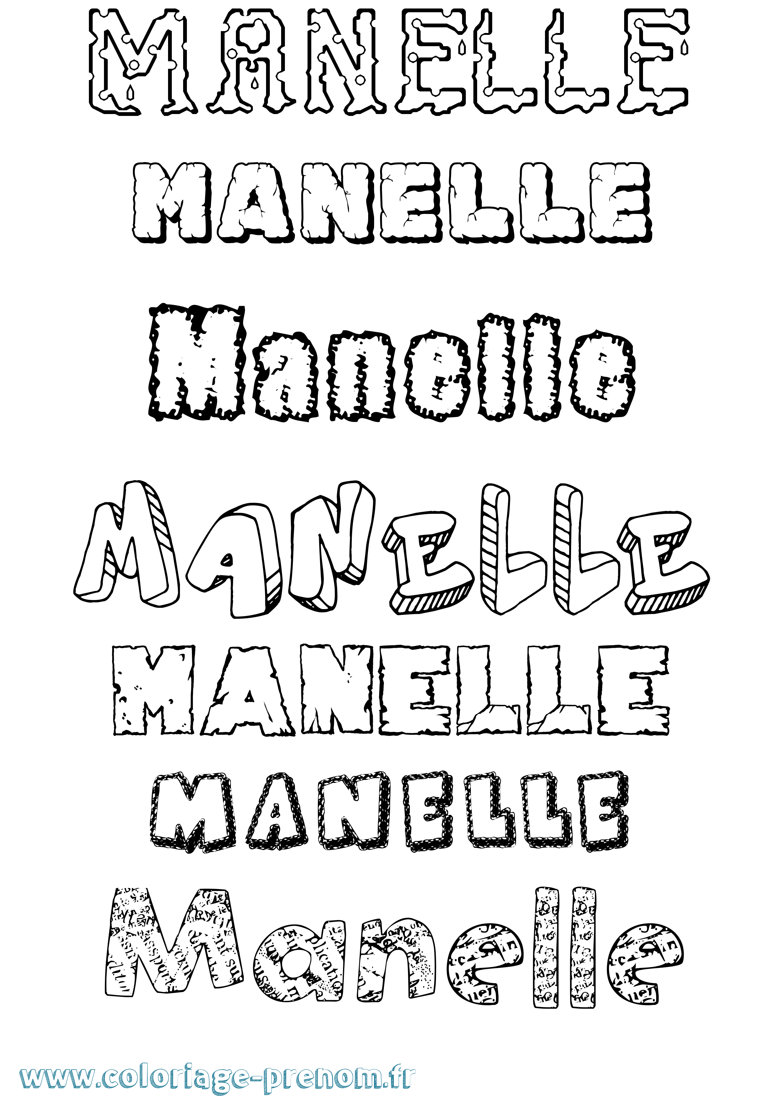 Coloriage prénom Manelle Destructuré