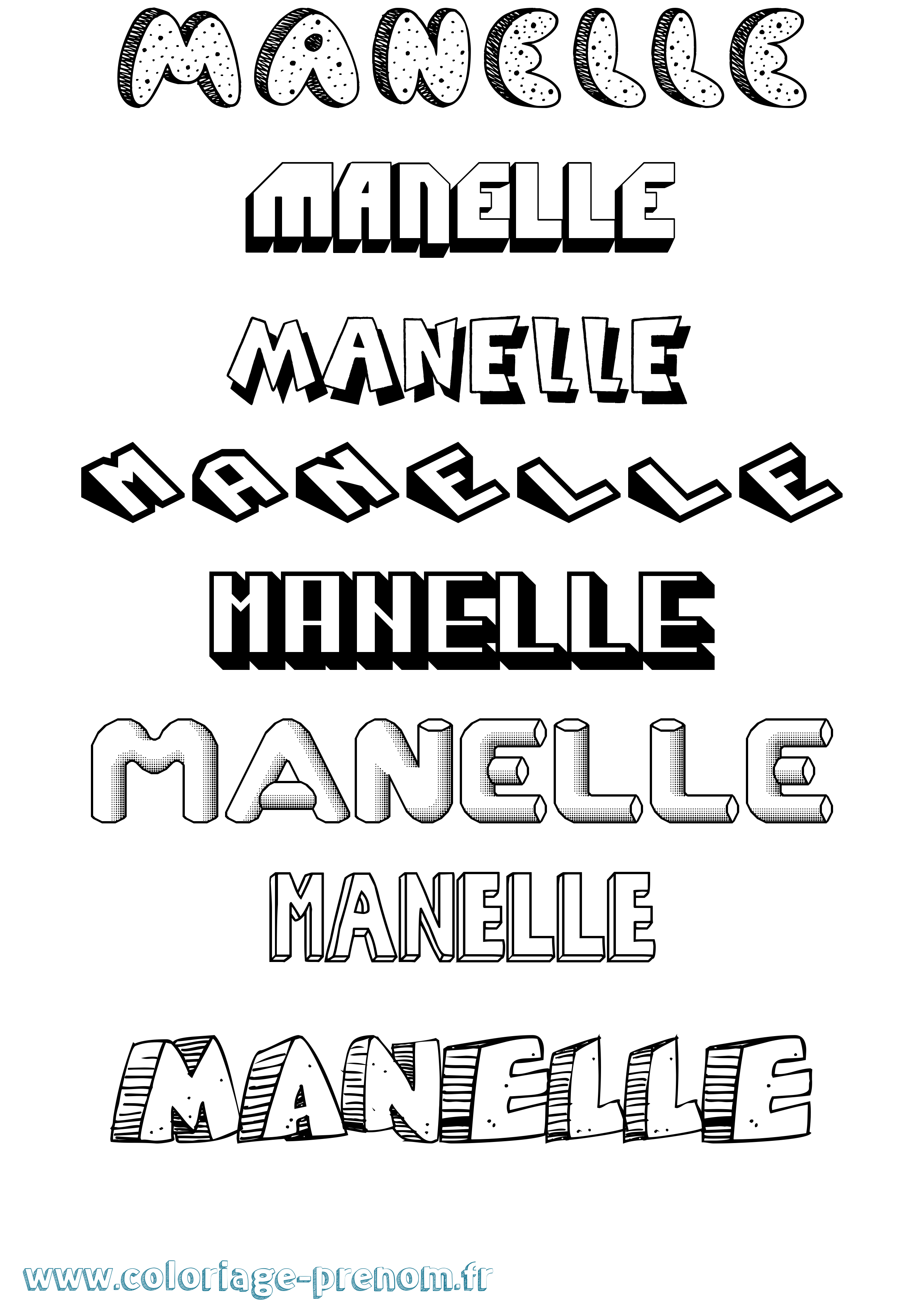 Coloriage prénom Manelle Effet 3D