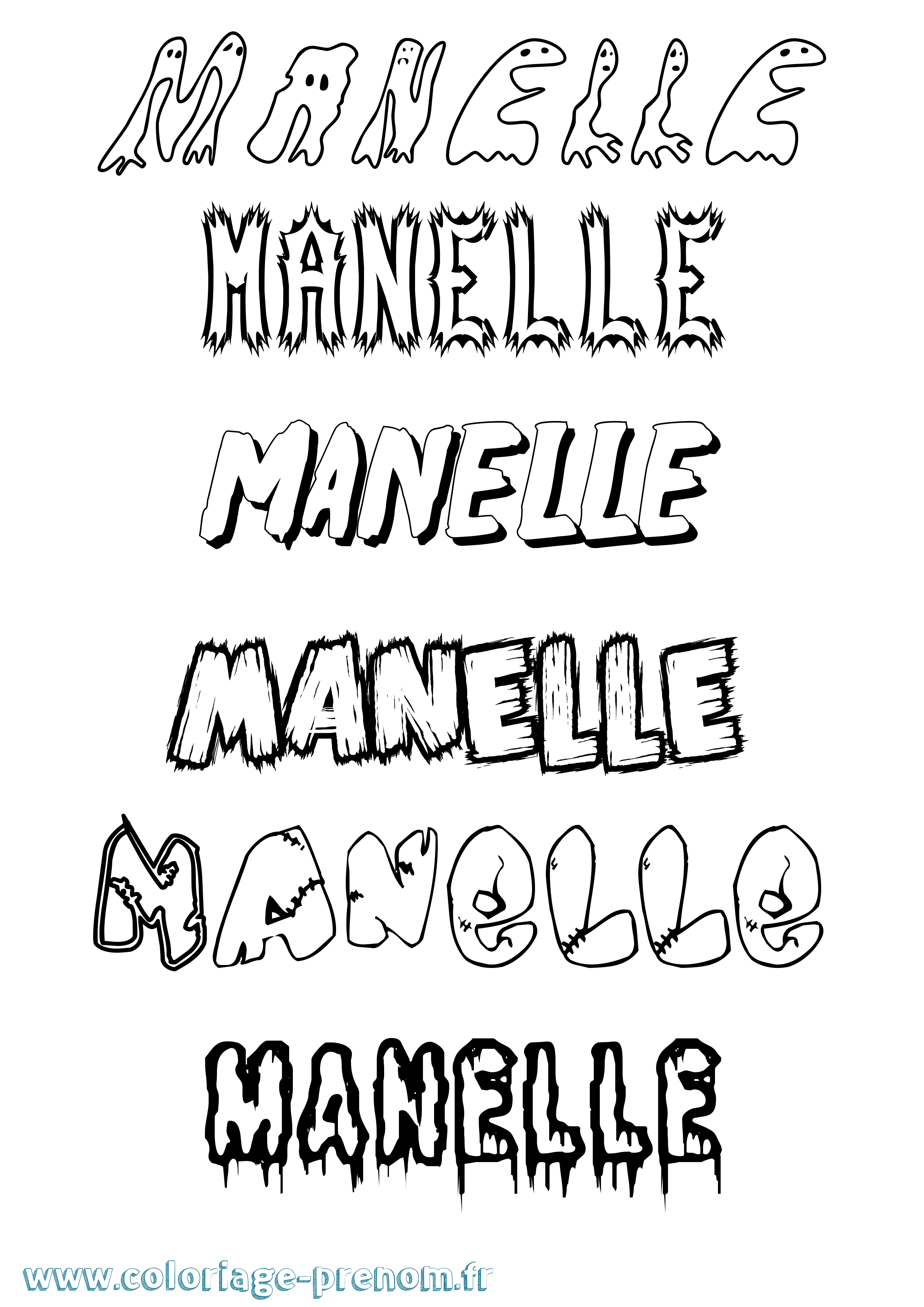 Coloriage prénom Manelle Frisson