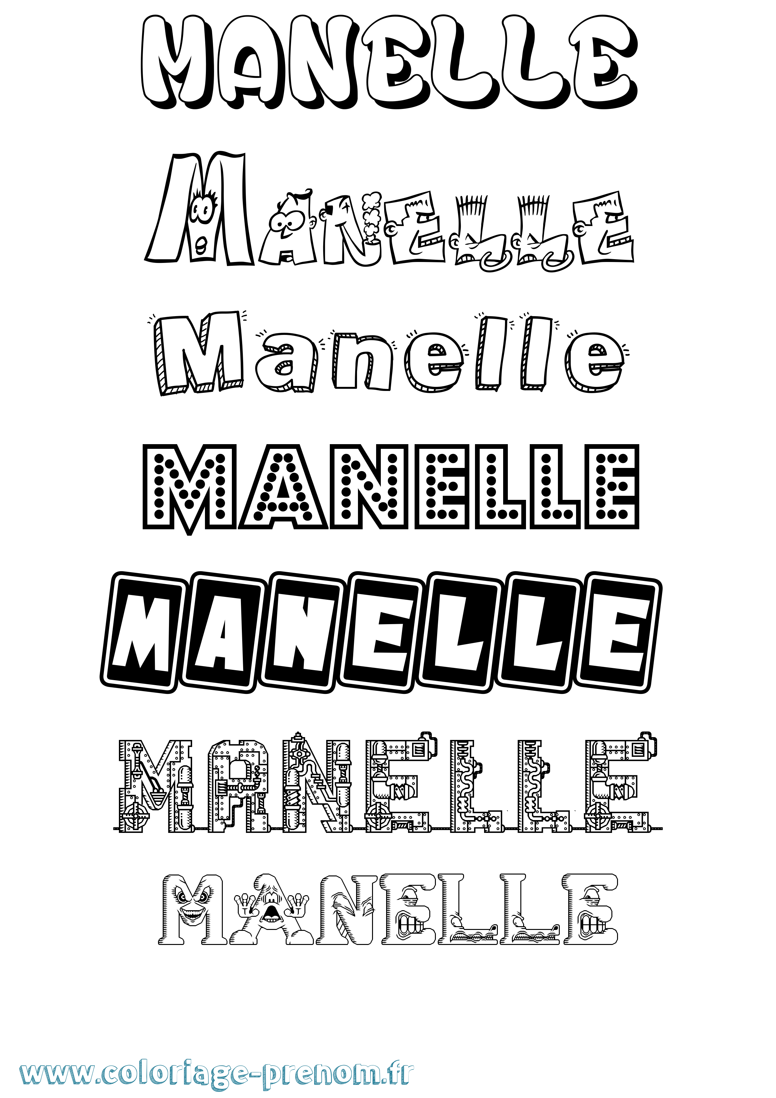 Coloriage prénom Manelle Fun