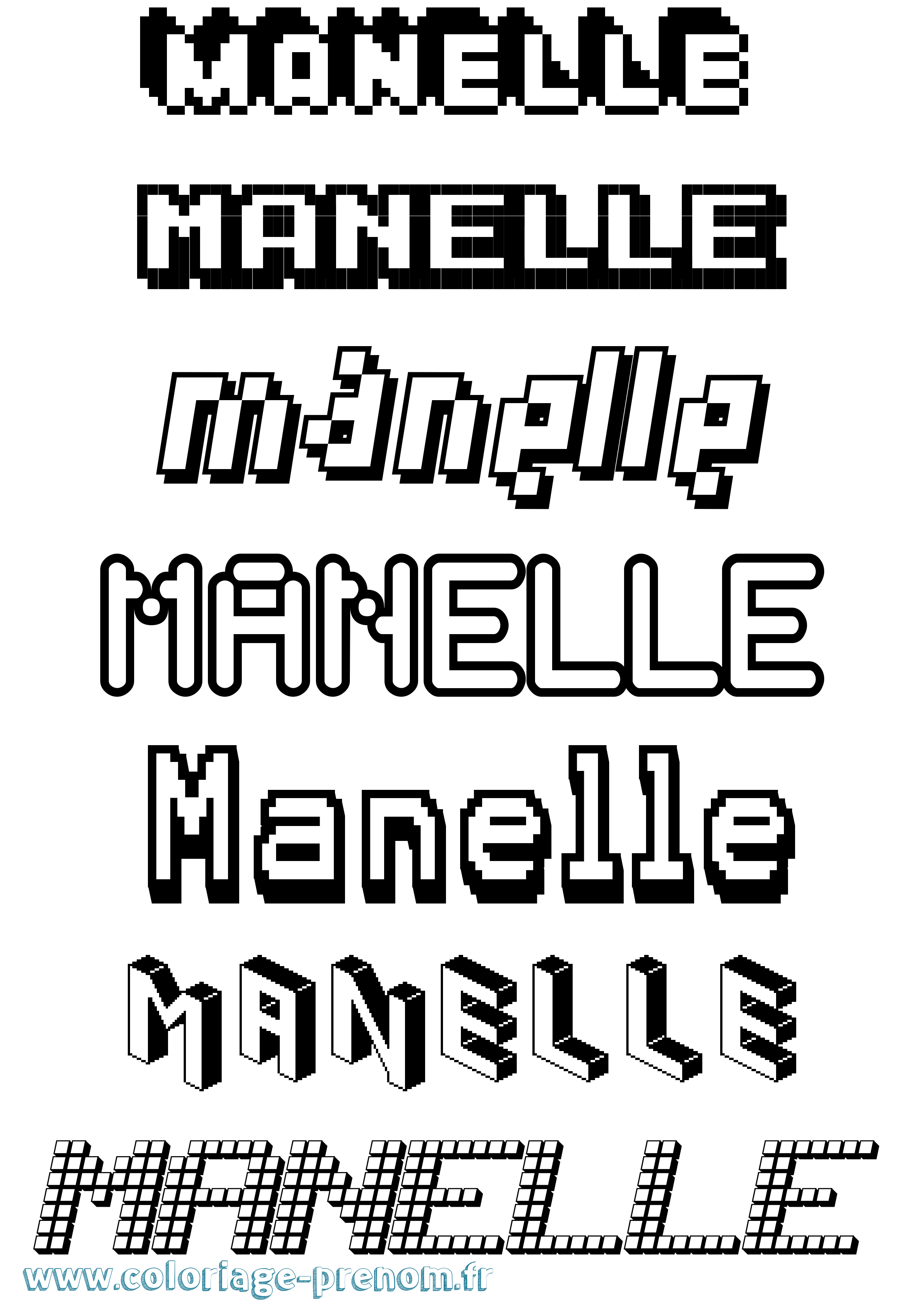 Coloriage prénom Manelle Pixel