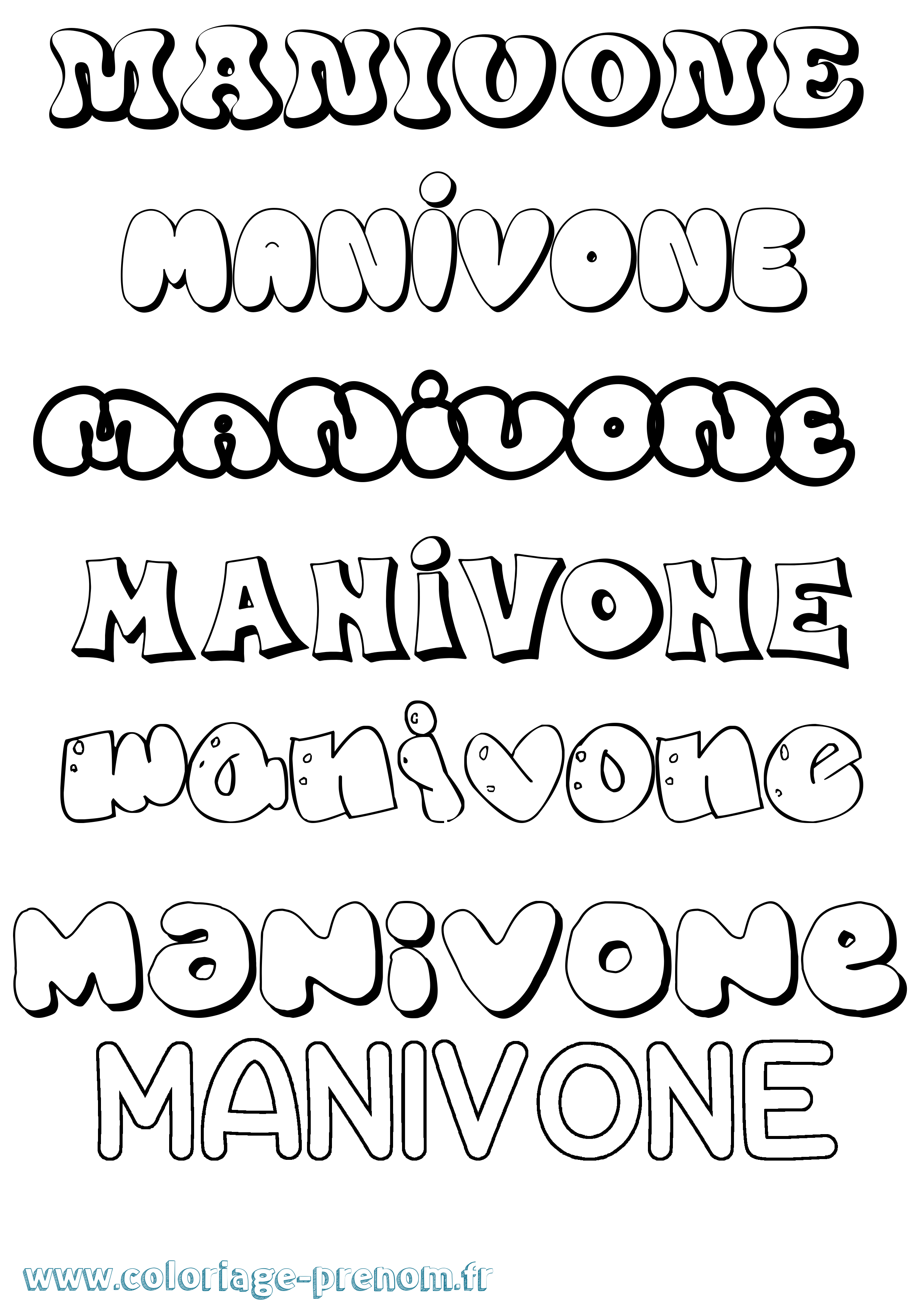 Coloriage prénom Manivone Bubble