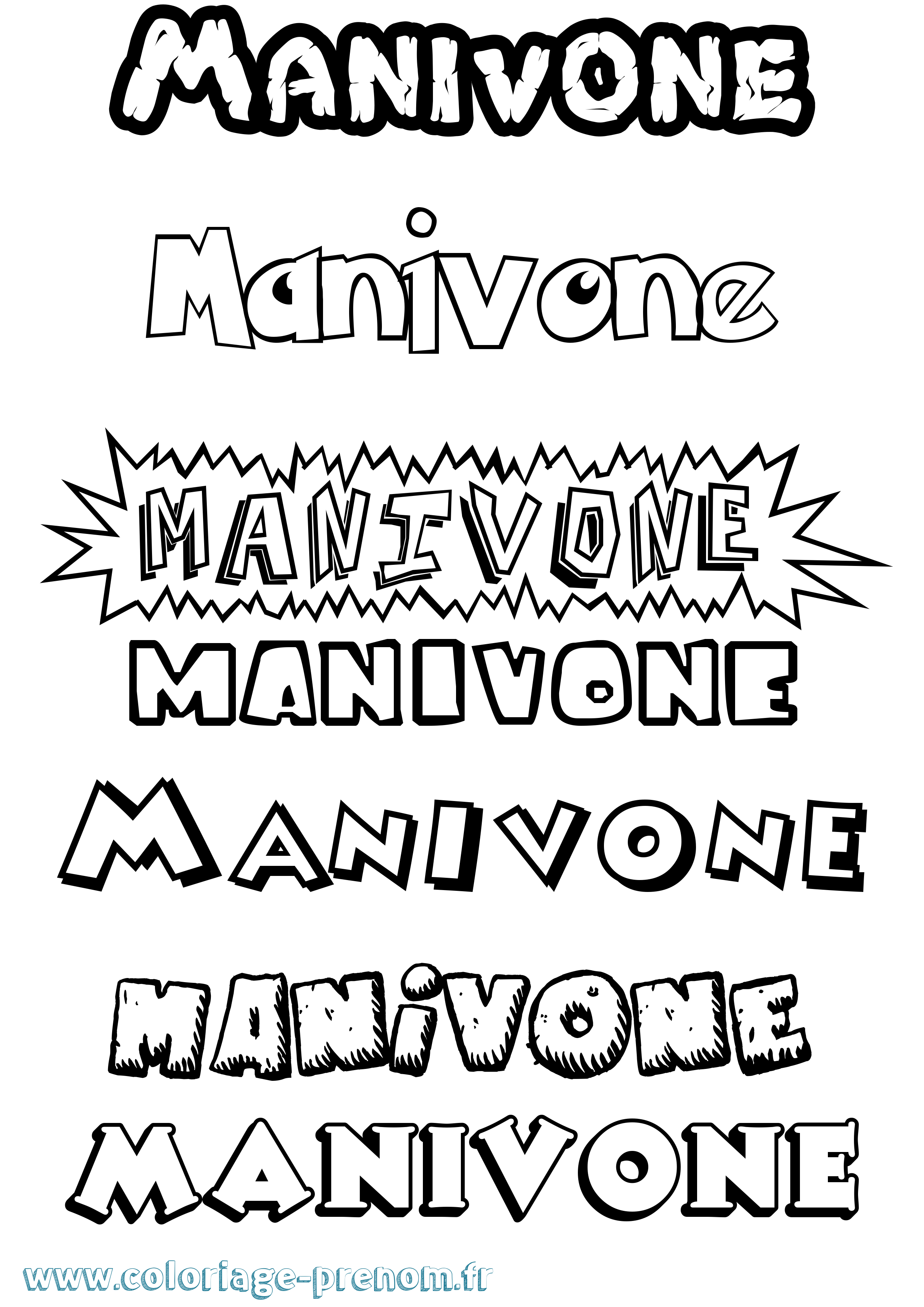 Coloriage prénom Manivone Dessin Animé