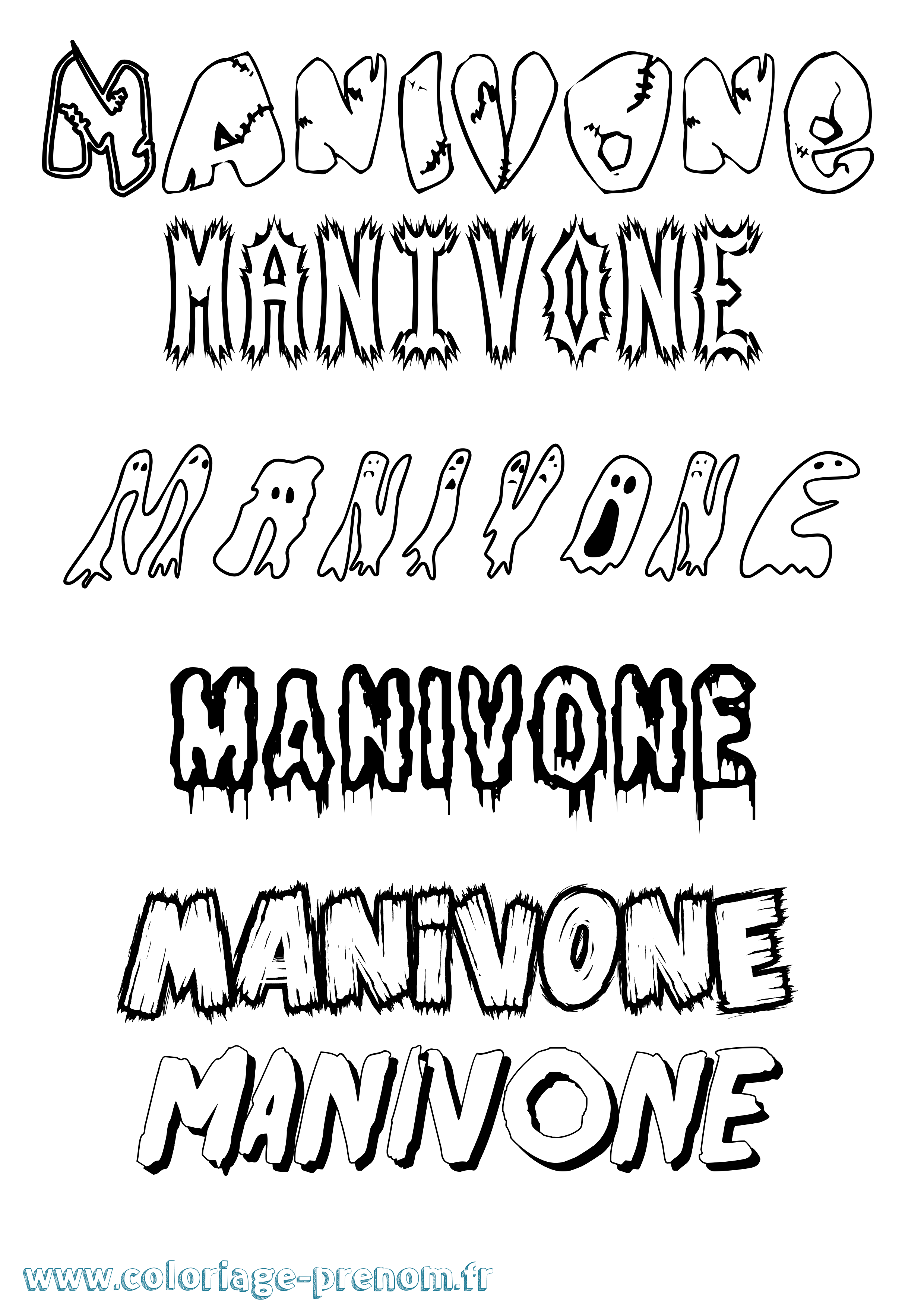 Coloriage prénom Manivone Frisson