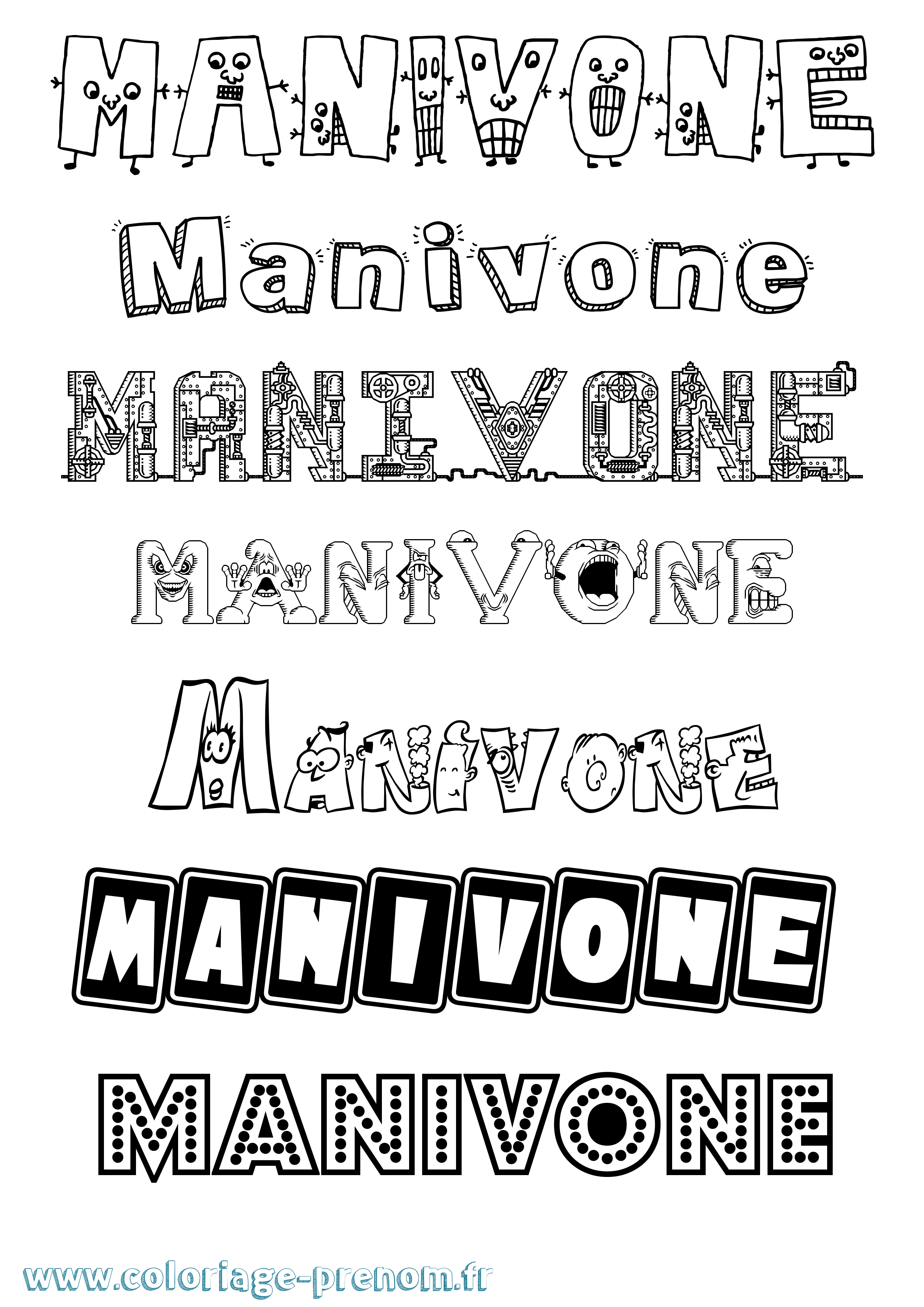 Coloriage prénom Manivone Fun