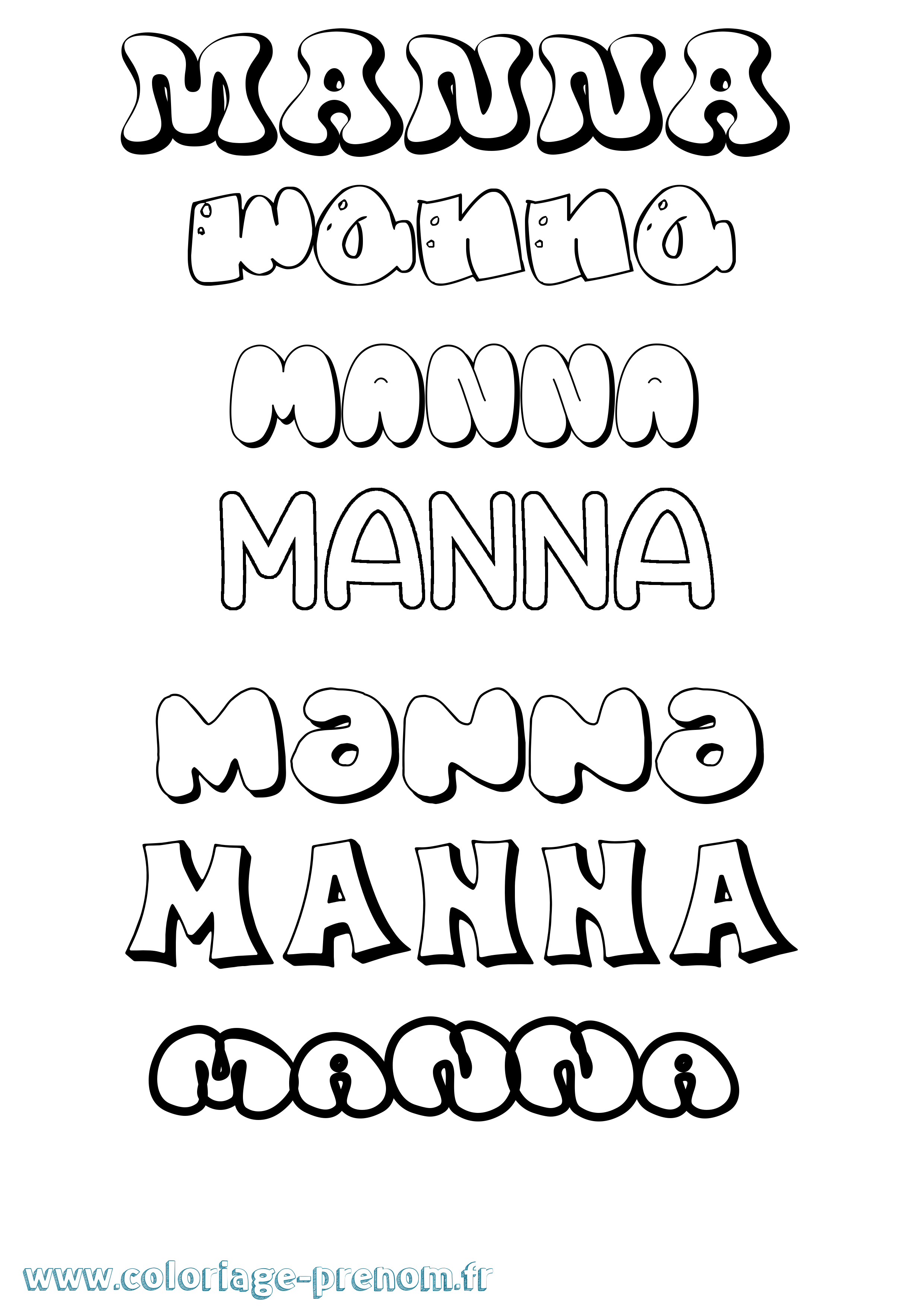 Coloriage prénom Manna Bubble