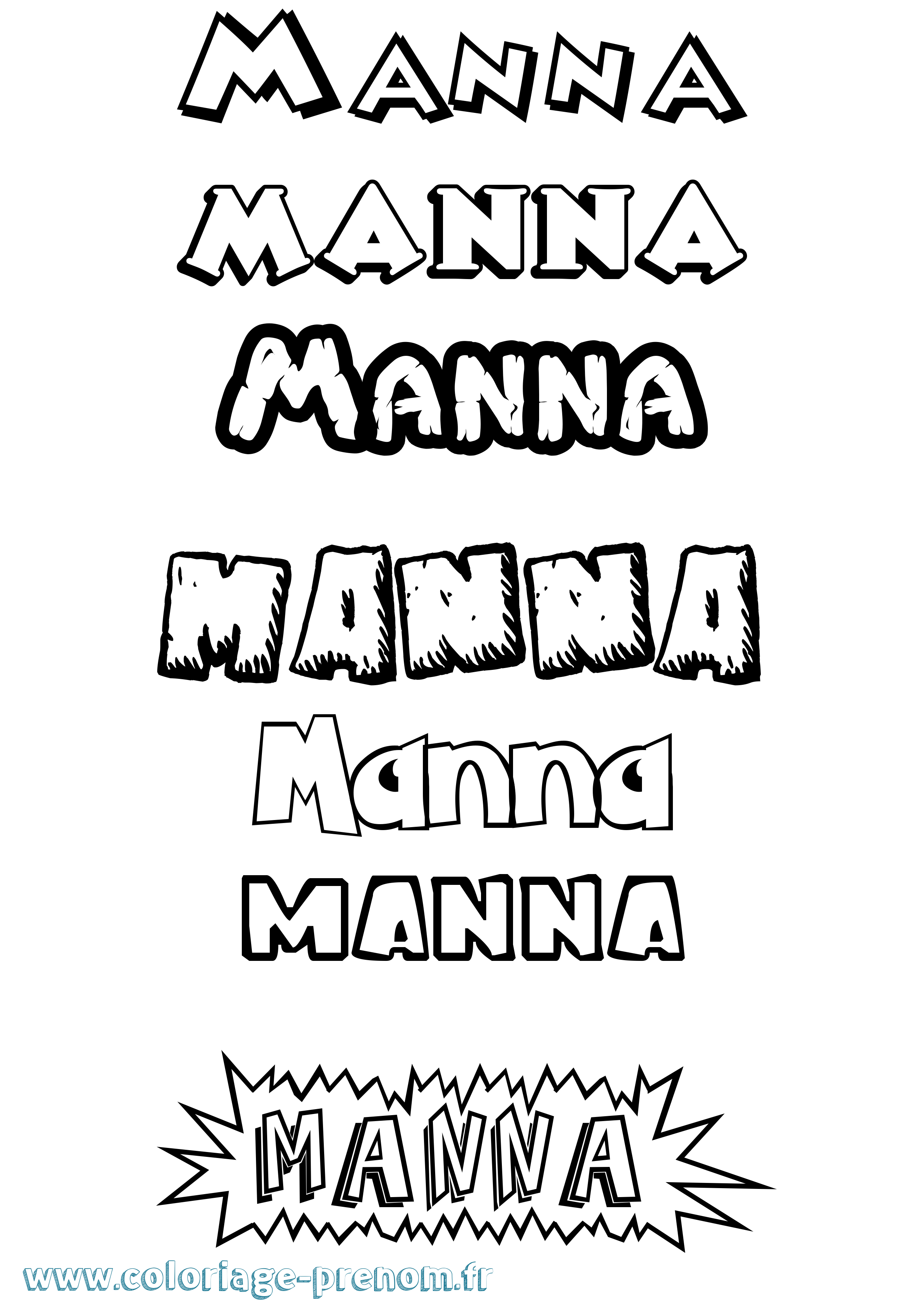 Coloriage prénom Manna Dessin Animé