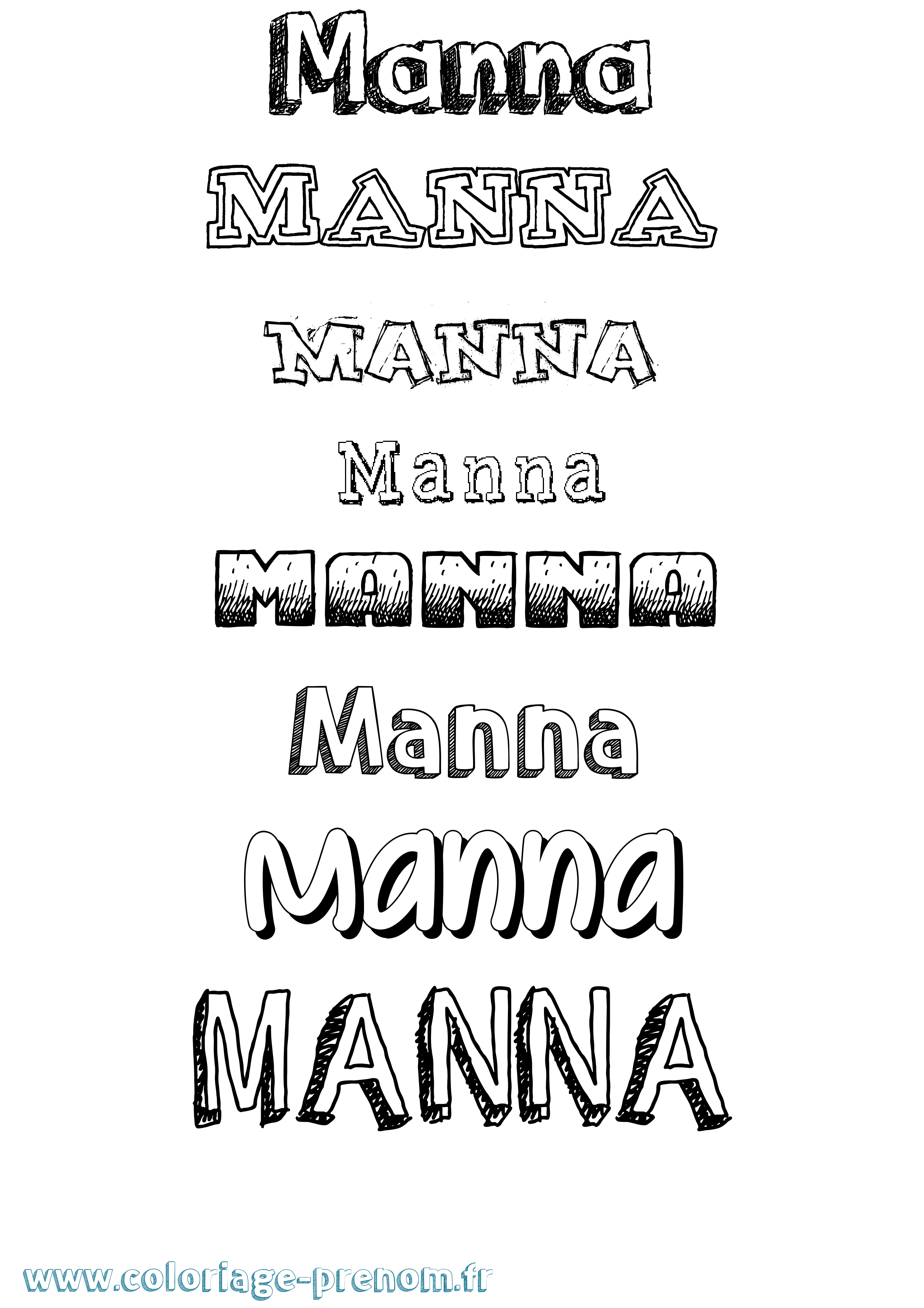 Coloriage prénom Manna Dessiné