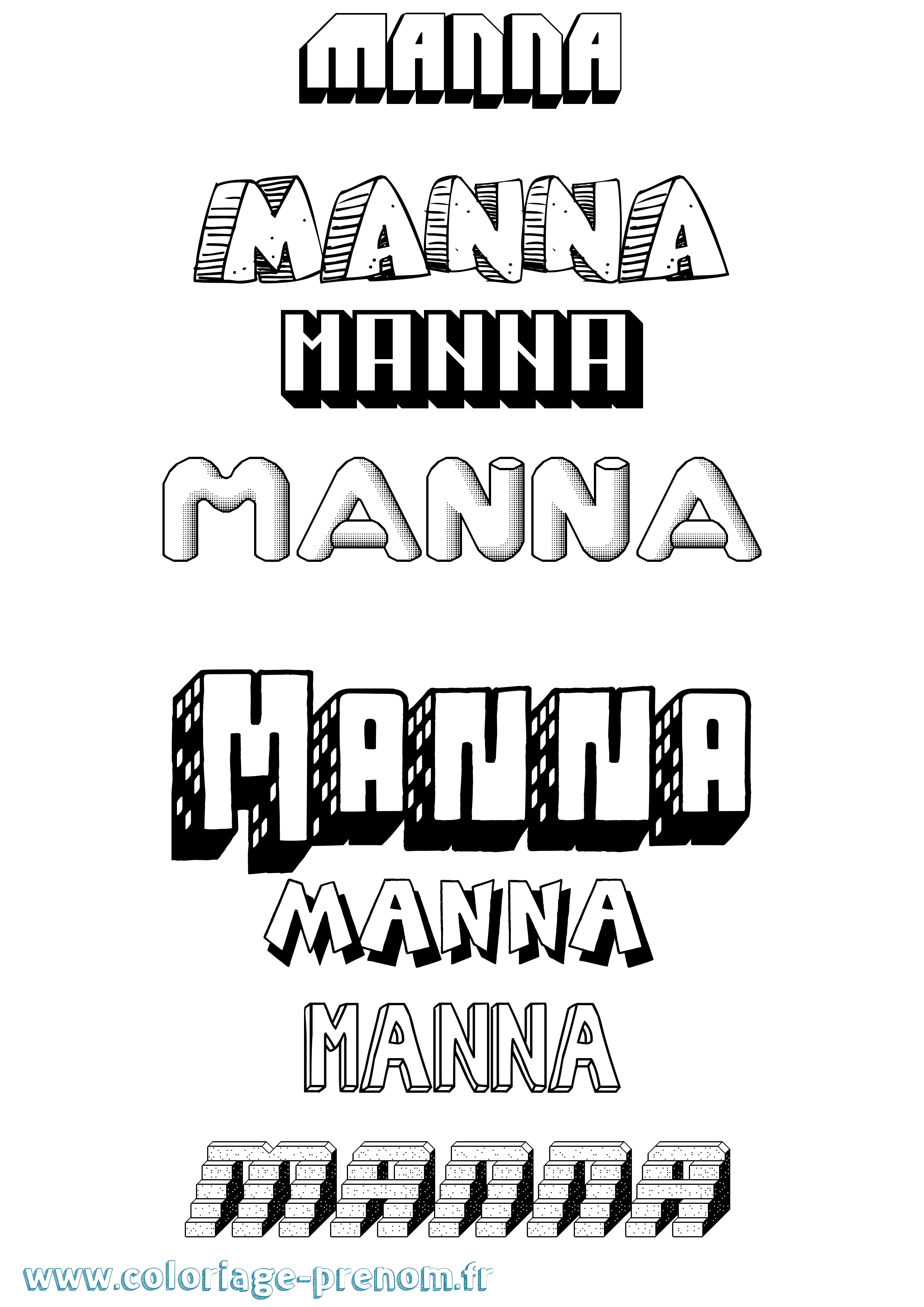 Coloriage prénom Manna Effet 3D