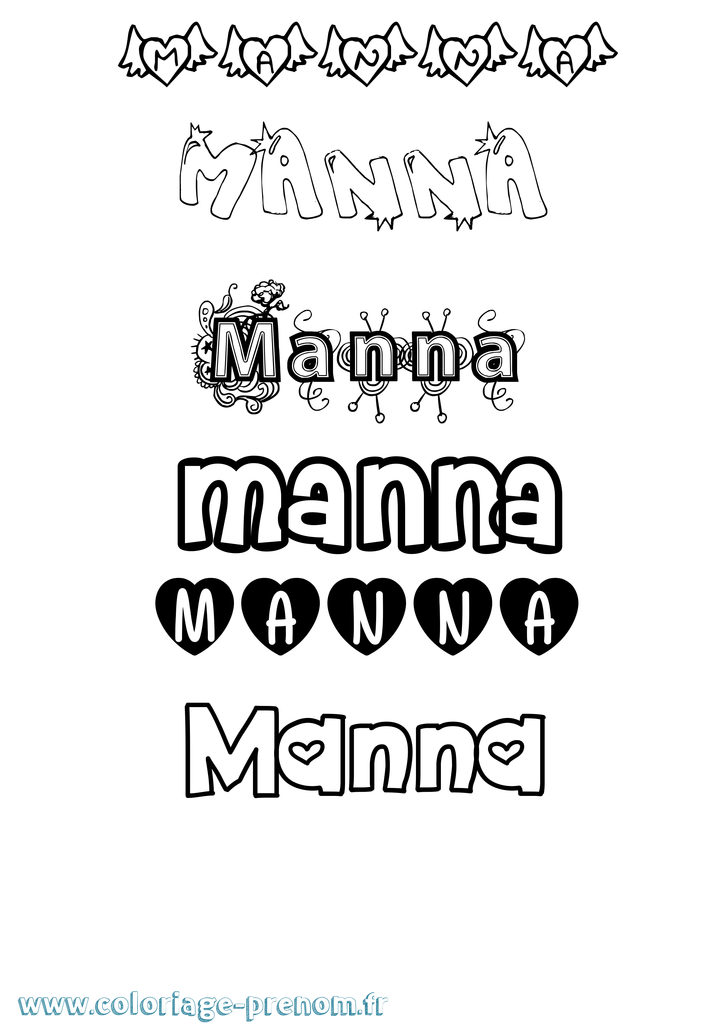Coloriage prénom Manna Girly