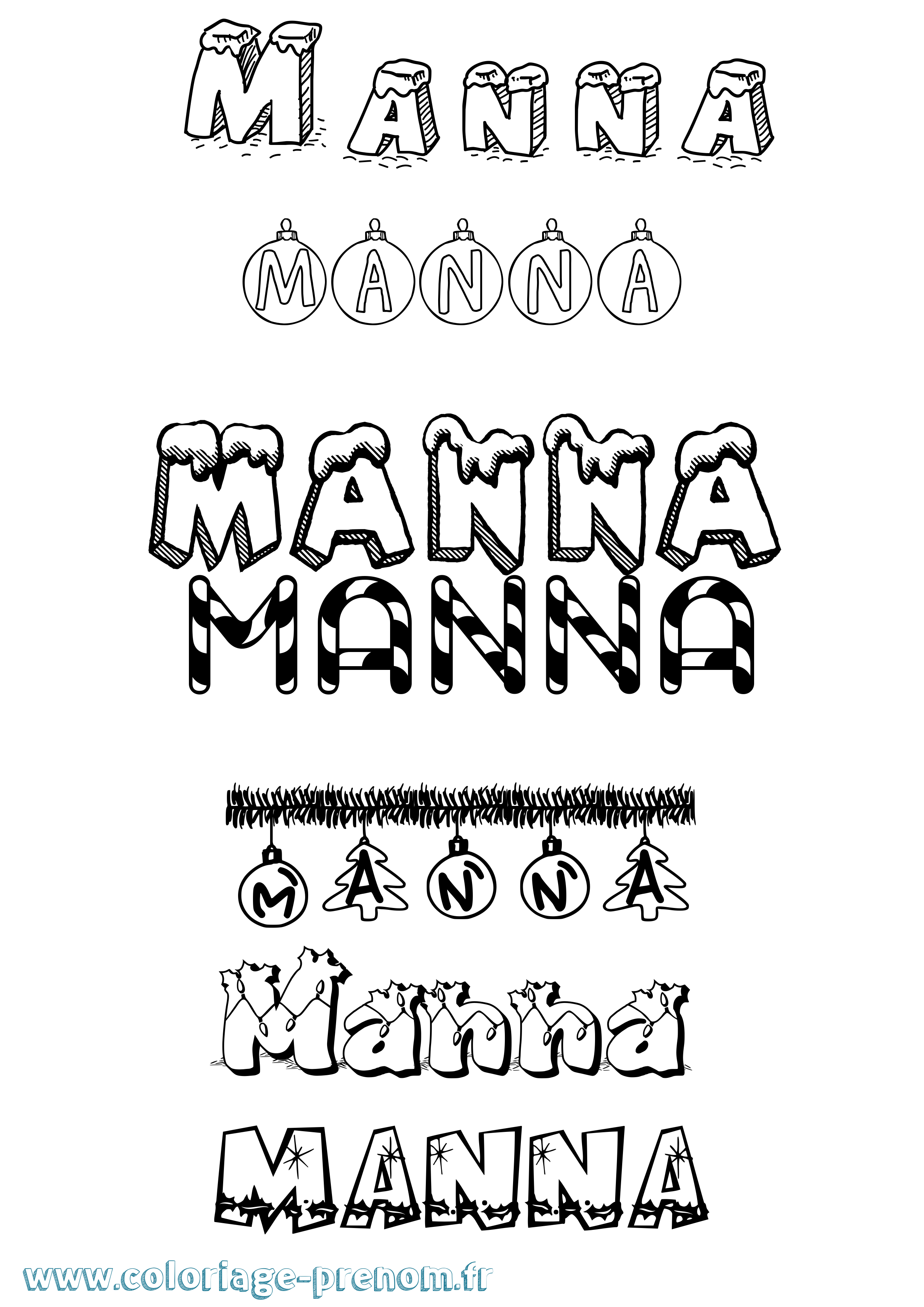 Coloriage prénom Manna Noël