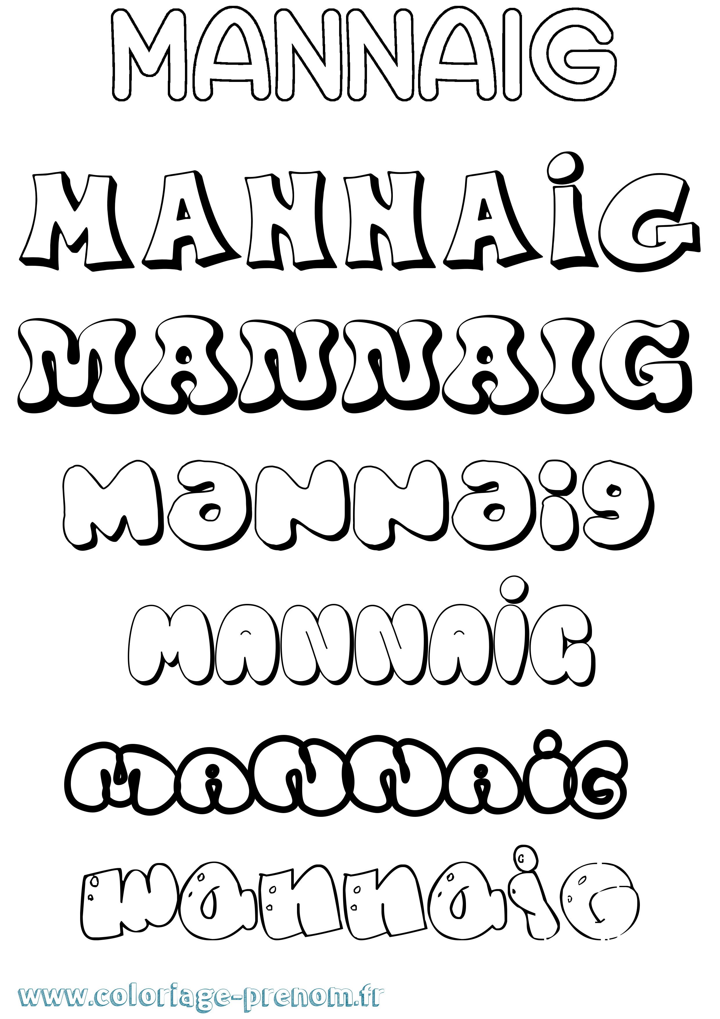Coloriage Mannaig Bubble Coloriage prénom Mannaig Bubble