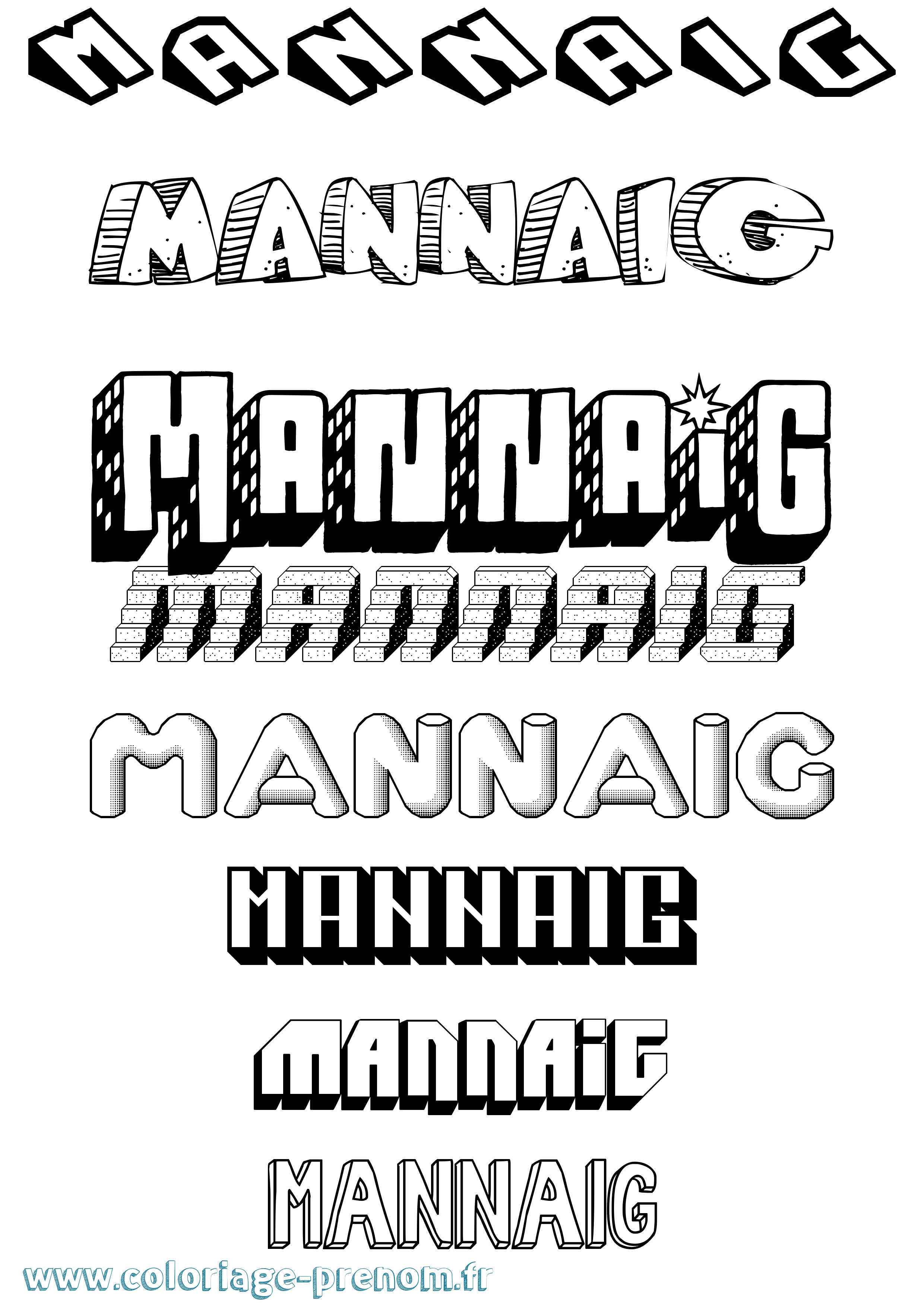 Coloriage Mannaig Effet 3D Coloriage prénom Mannaig Effet 3D