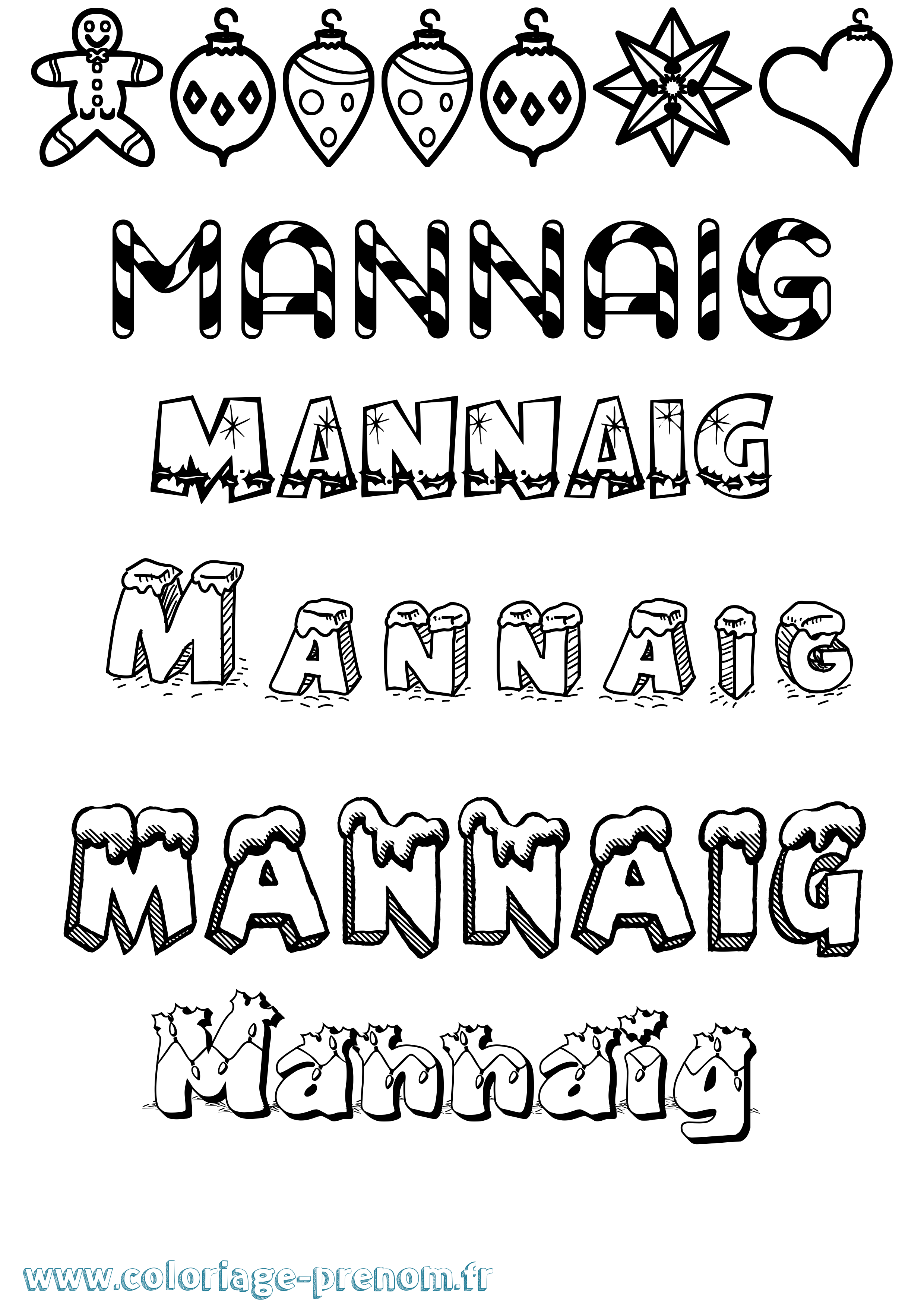 Coloriage Mannaig Noël Coloriage prénom Mannaig Noël