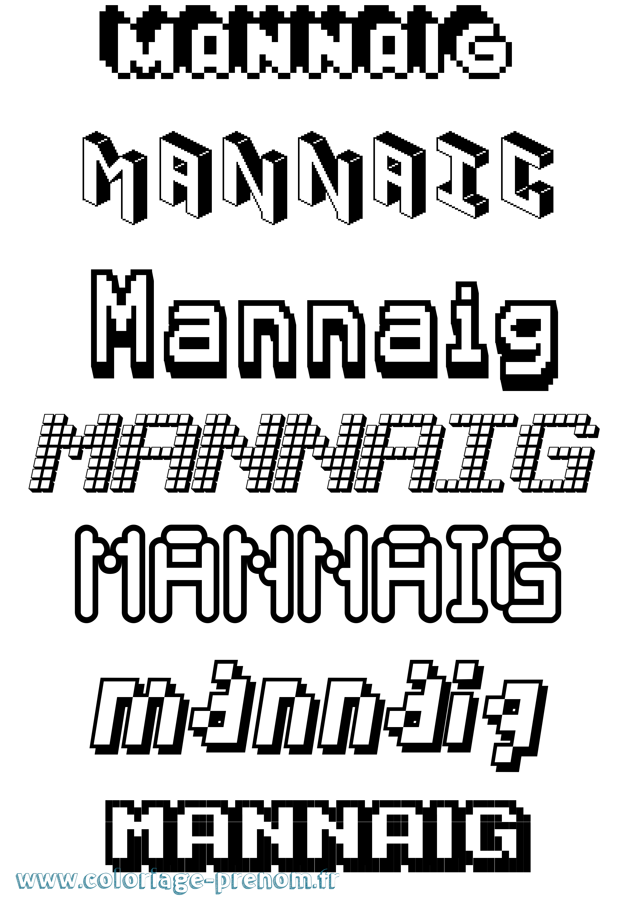 Coloriage Mannaig Pixel Coloriage prénom Mannaig Pixel