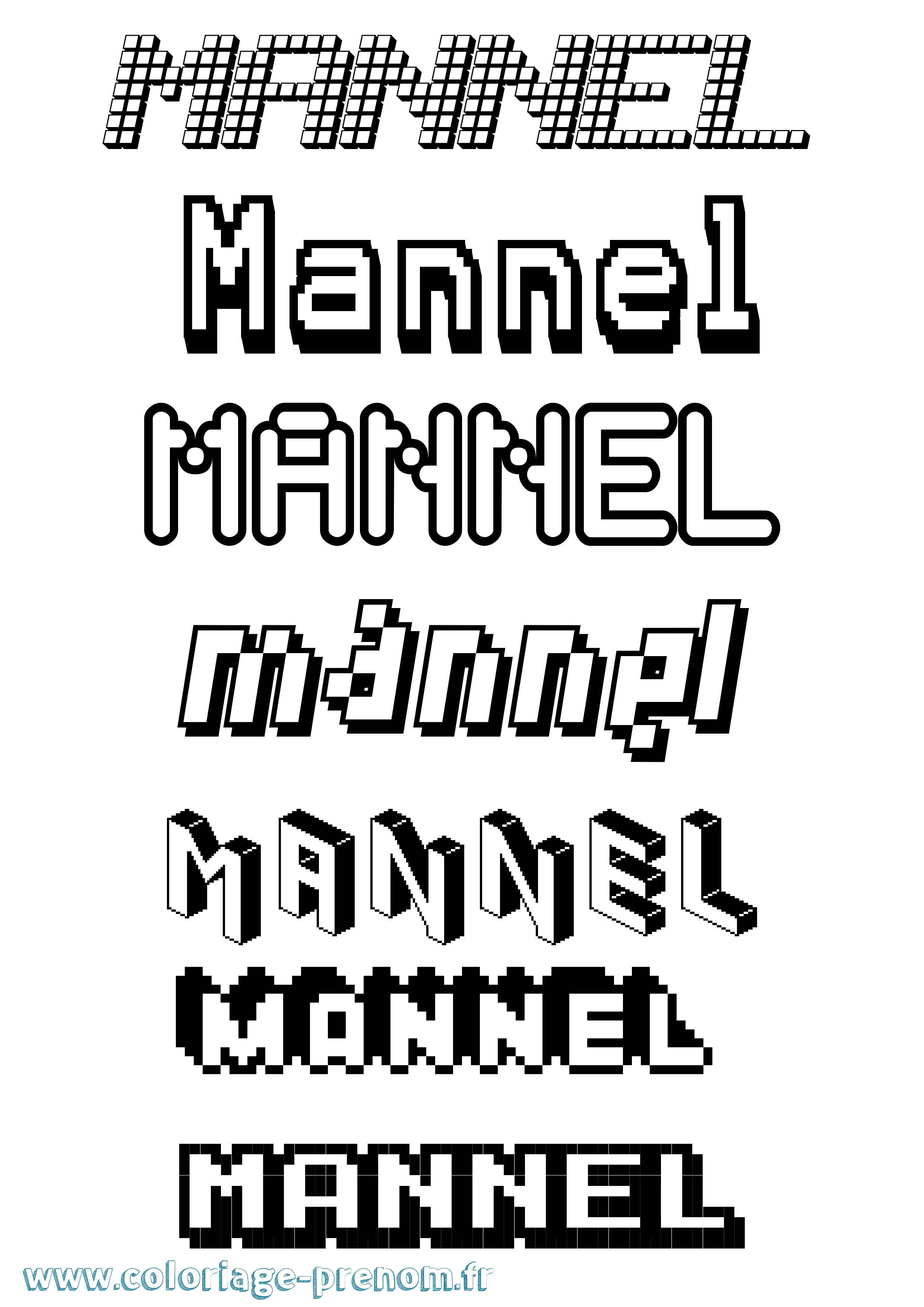 Coloriage prénom Mannel Pixel