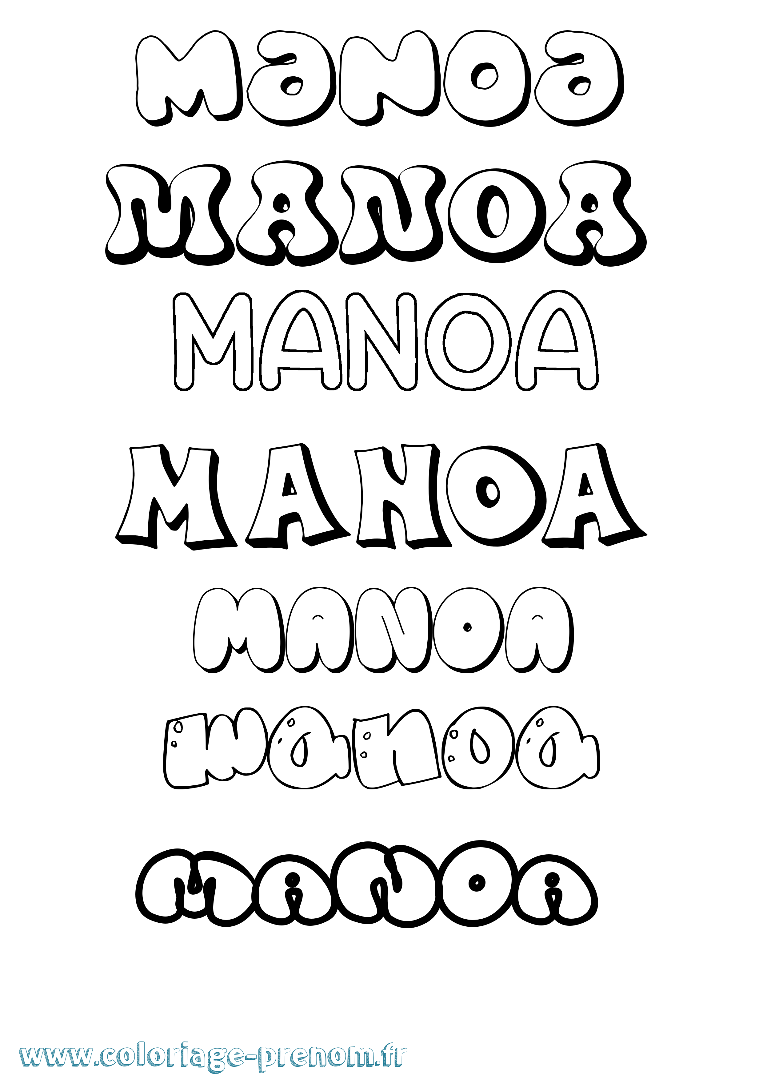 Coloriage Manoa Bubble Coloriage prénom Manoa Bubble
