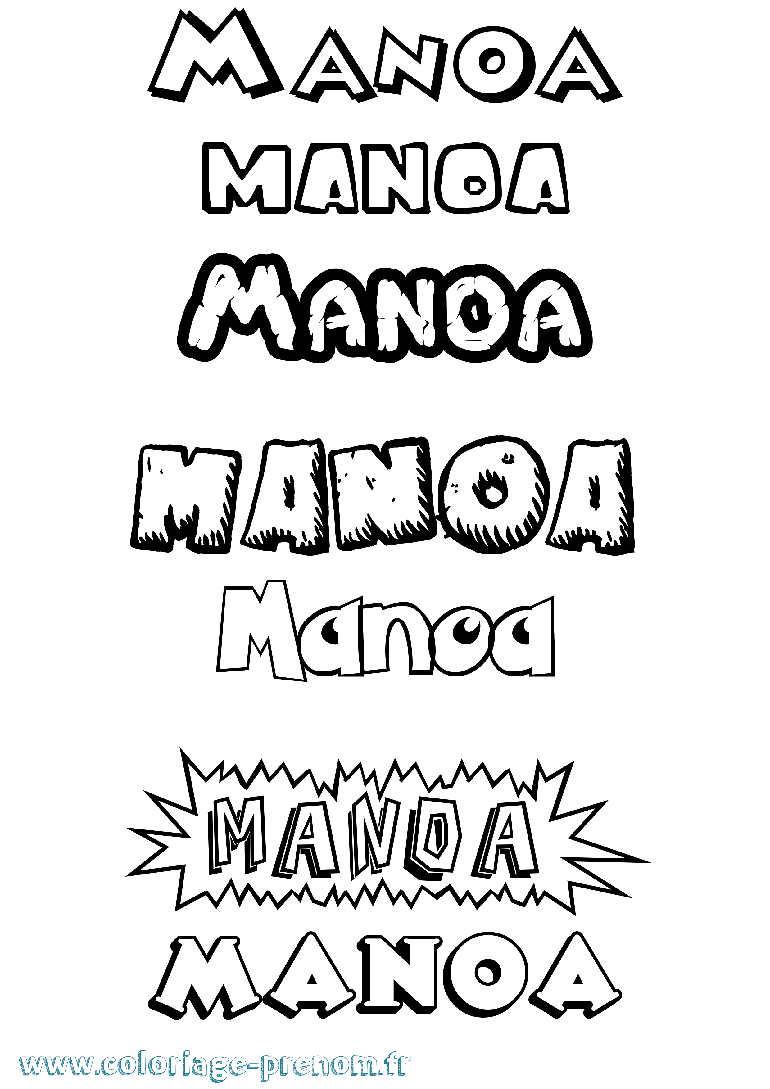 Coloriage prénom Manoa Dessin Animé