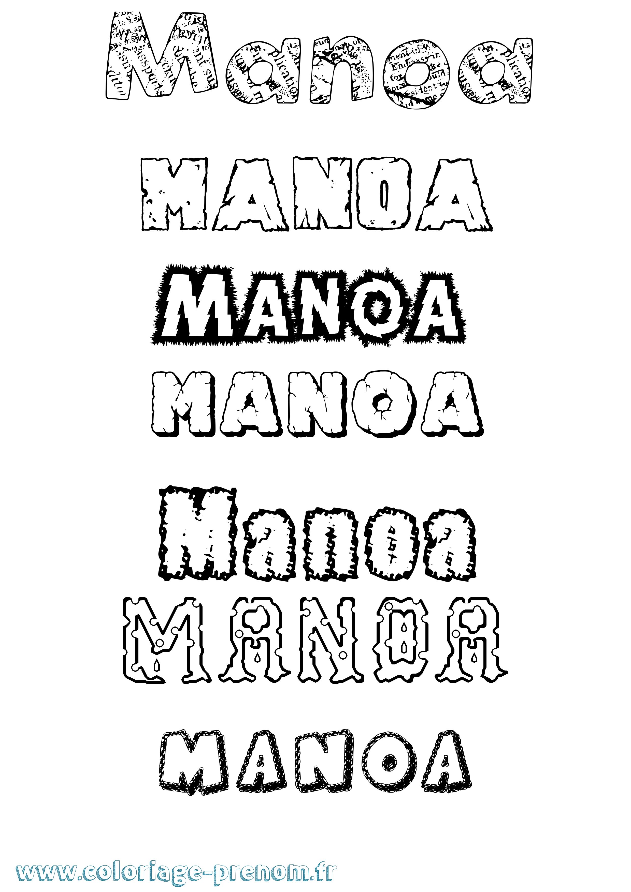 Coloriage Manoa Destructuré Coloriage prénom Manoa Destructuré