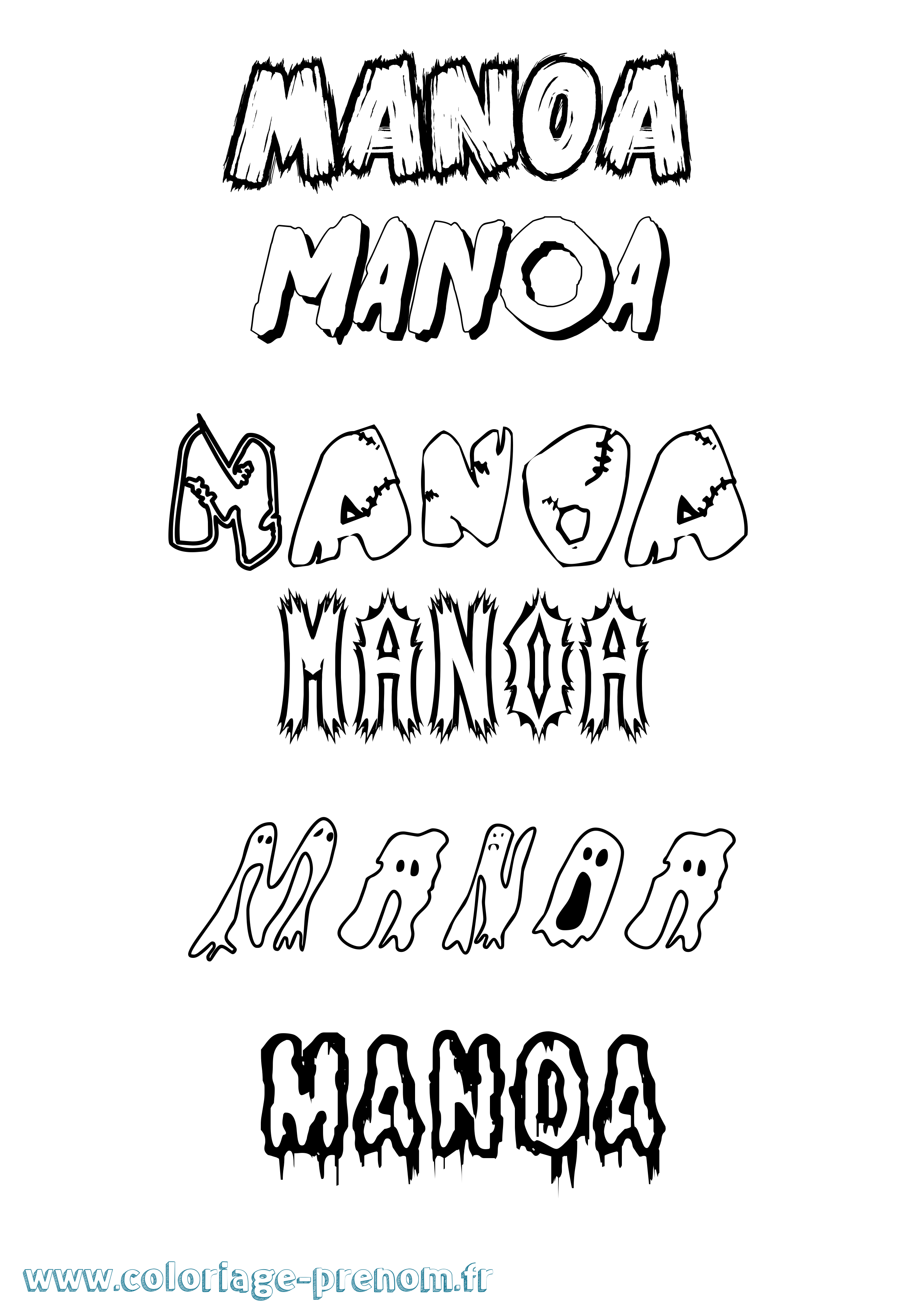 Coloriage Manoa Frisson Coloriage prénom Manoa Frisson