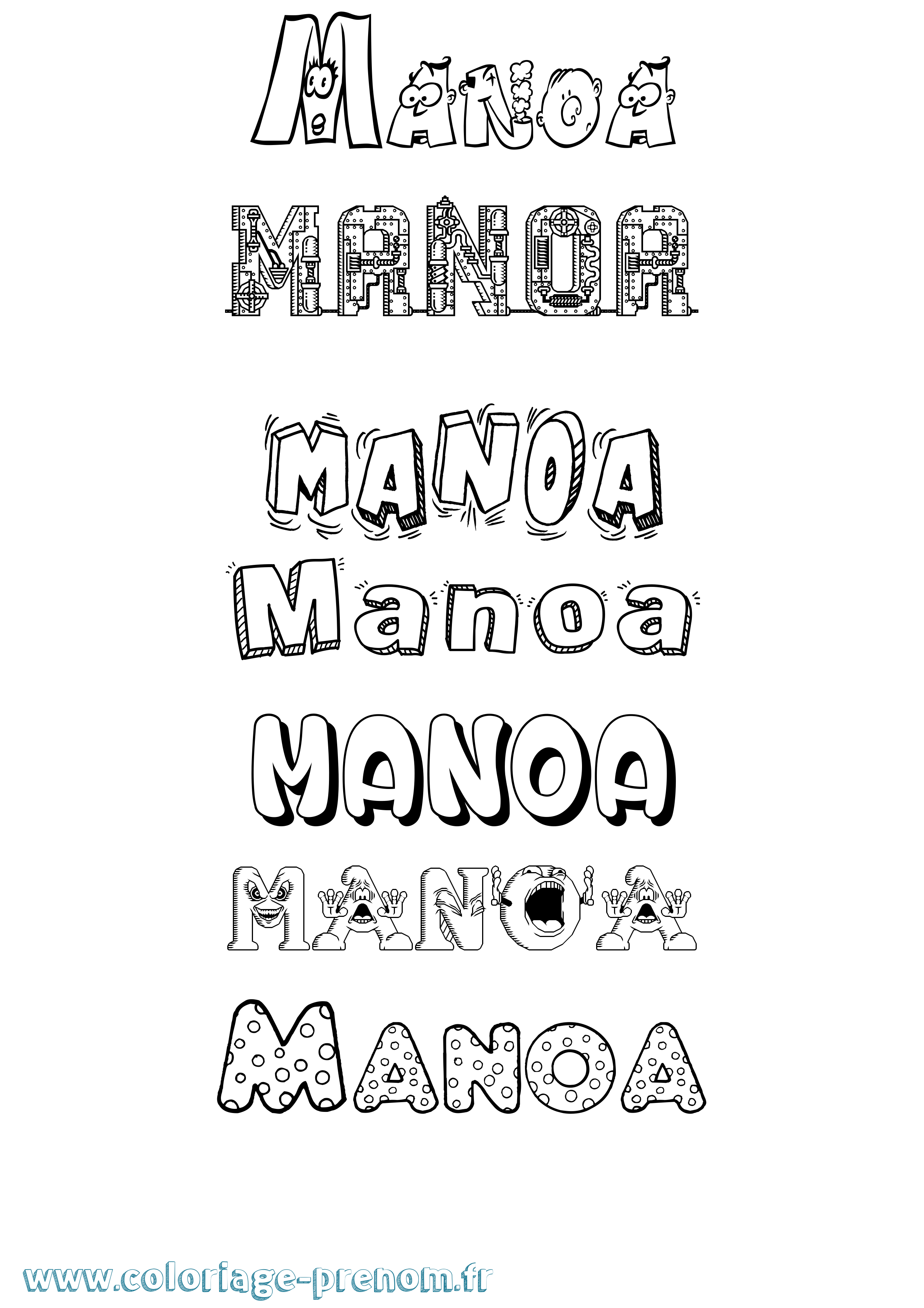 Coloriage Manoa Fun Coloriage prénom Manoa Fun