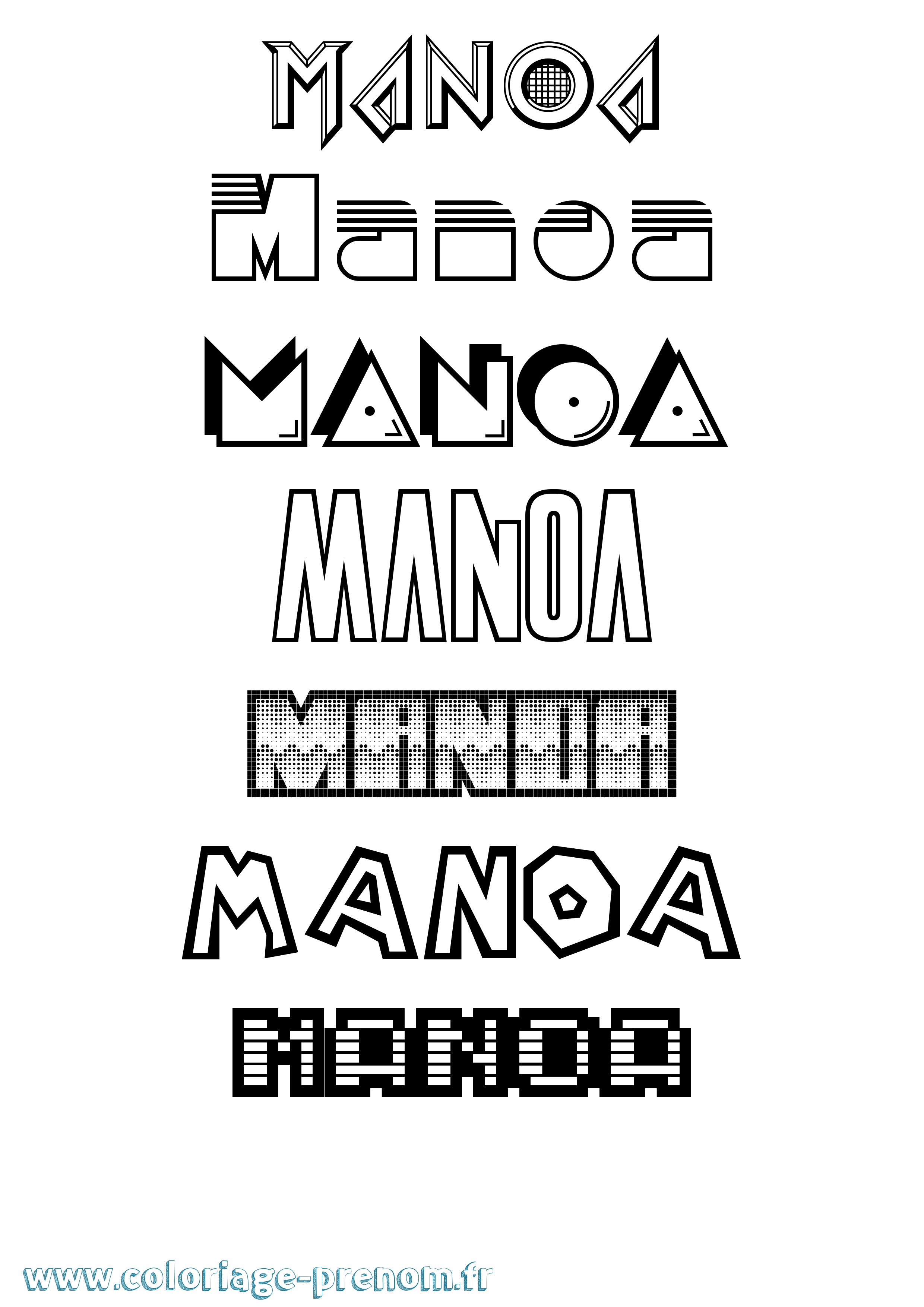 Coloriage prénom Manoa Jeux Vidéos
