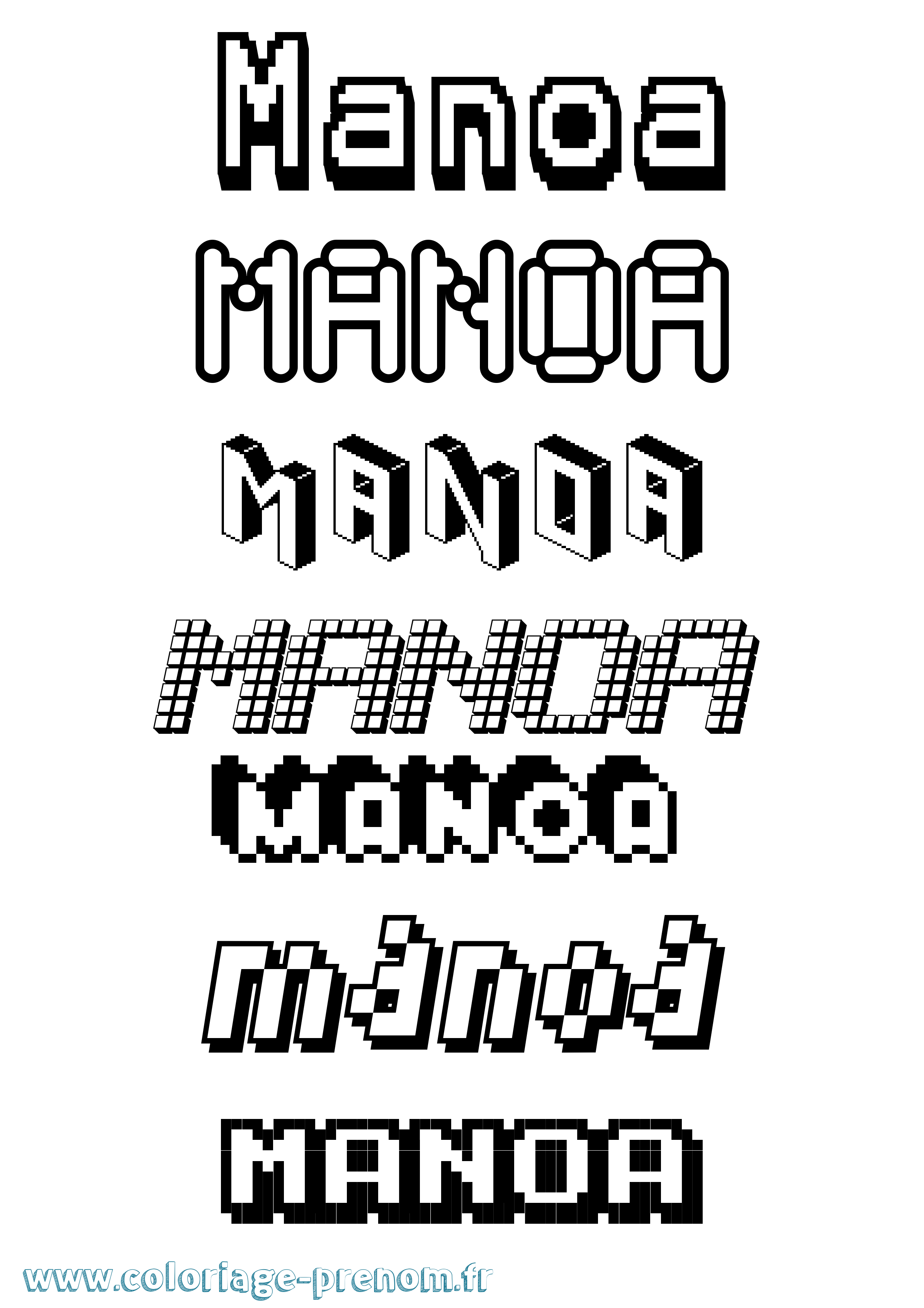 Coloriage Manoa Pixel Coloriage prénom Manoa Pixel