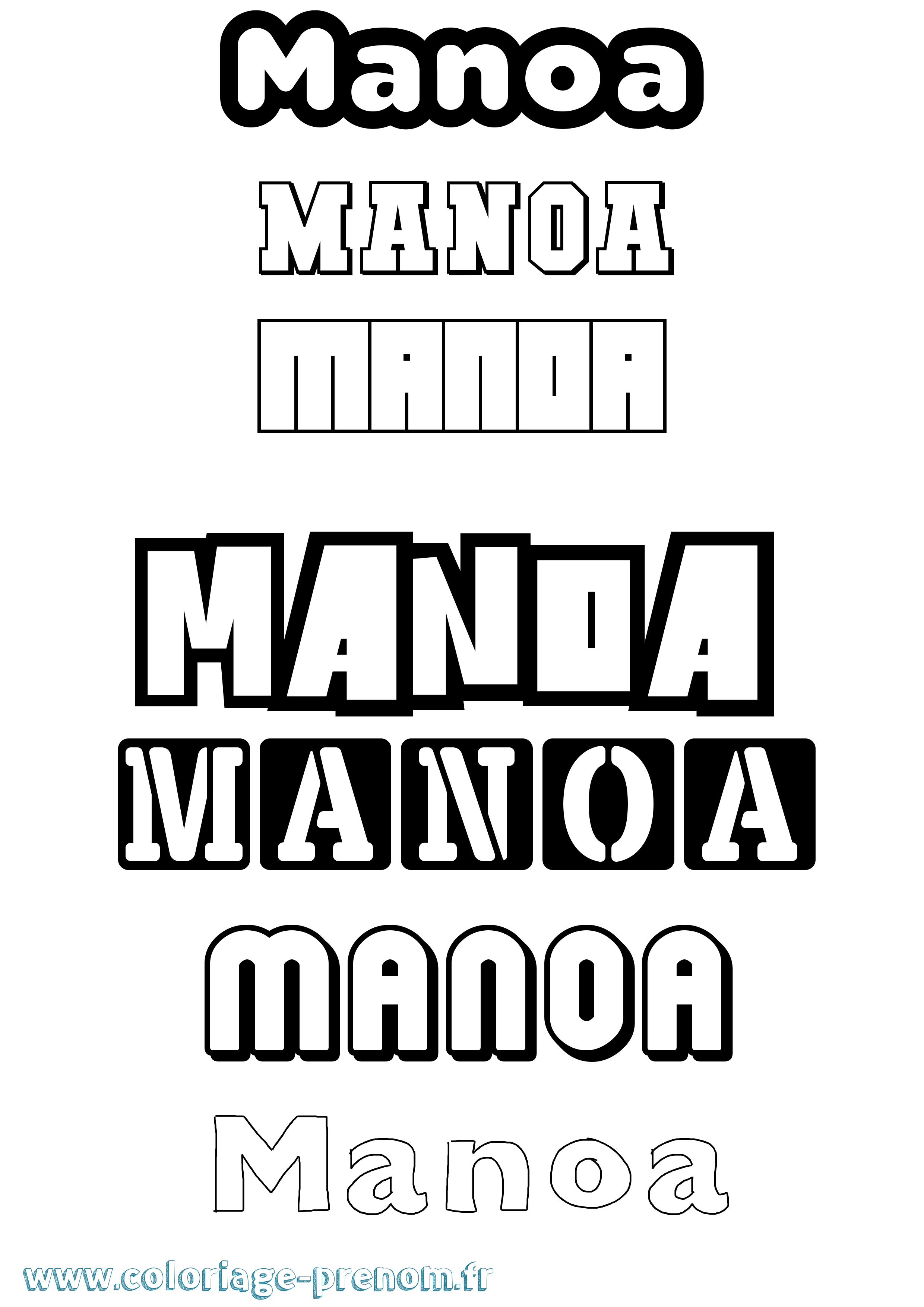 Coloriage prénom Manoa Simple
