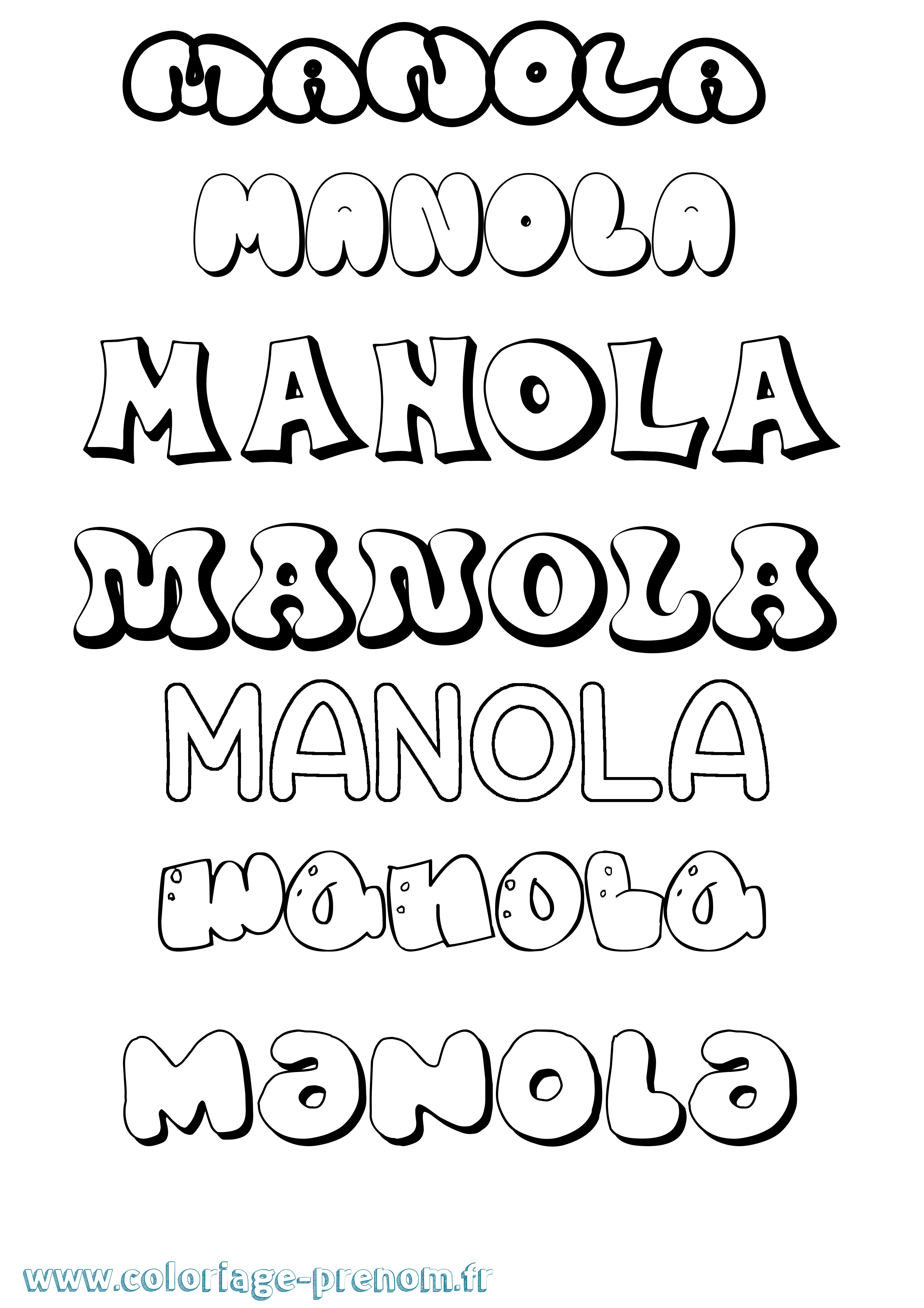 Coloriage prénom Manola Bubble