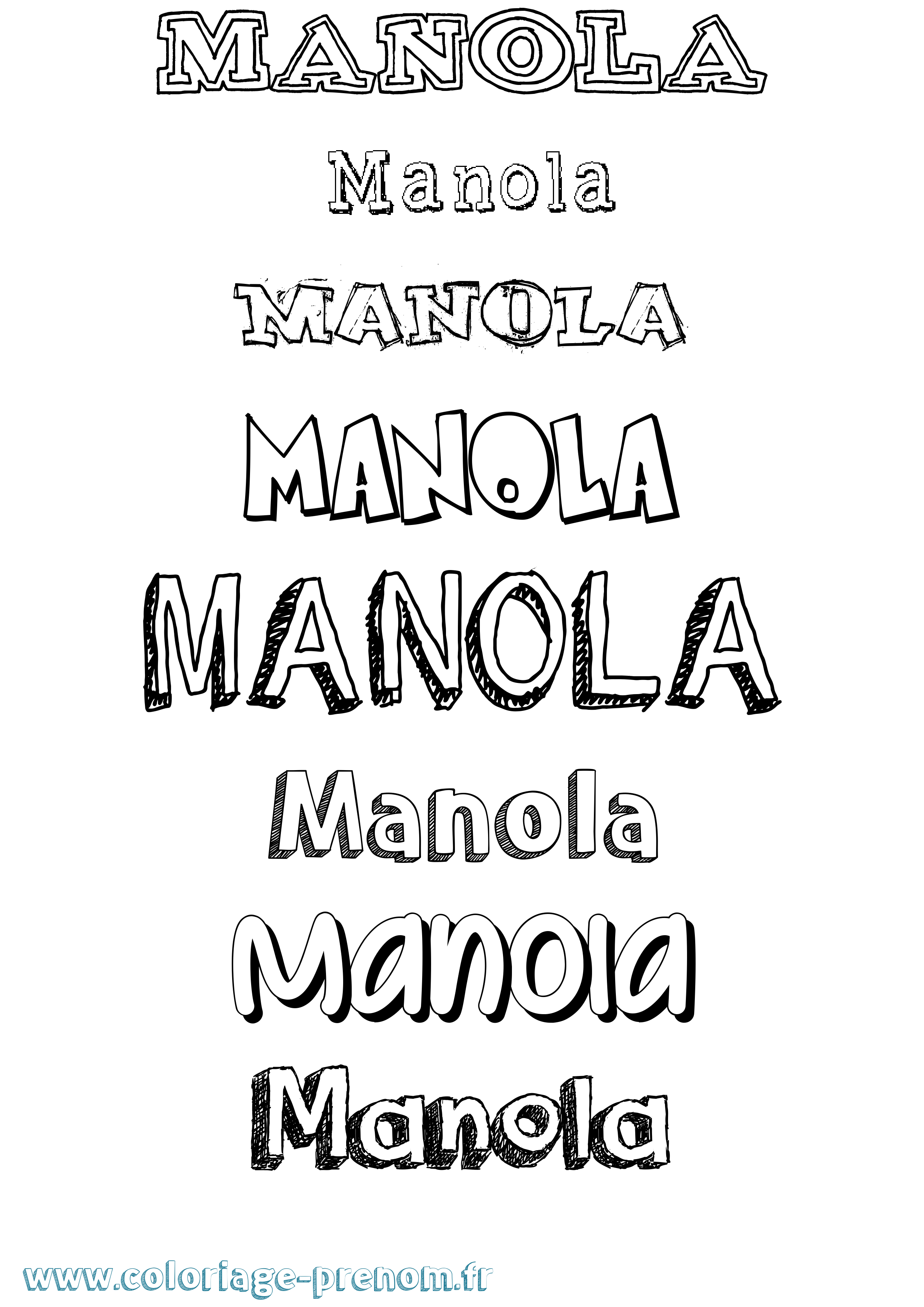 Coloriage prénom Manola Dessiné