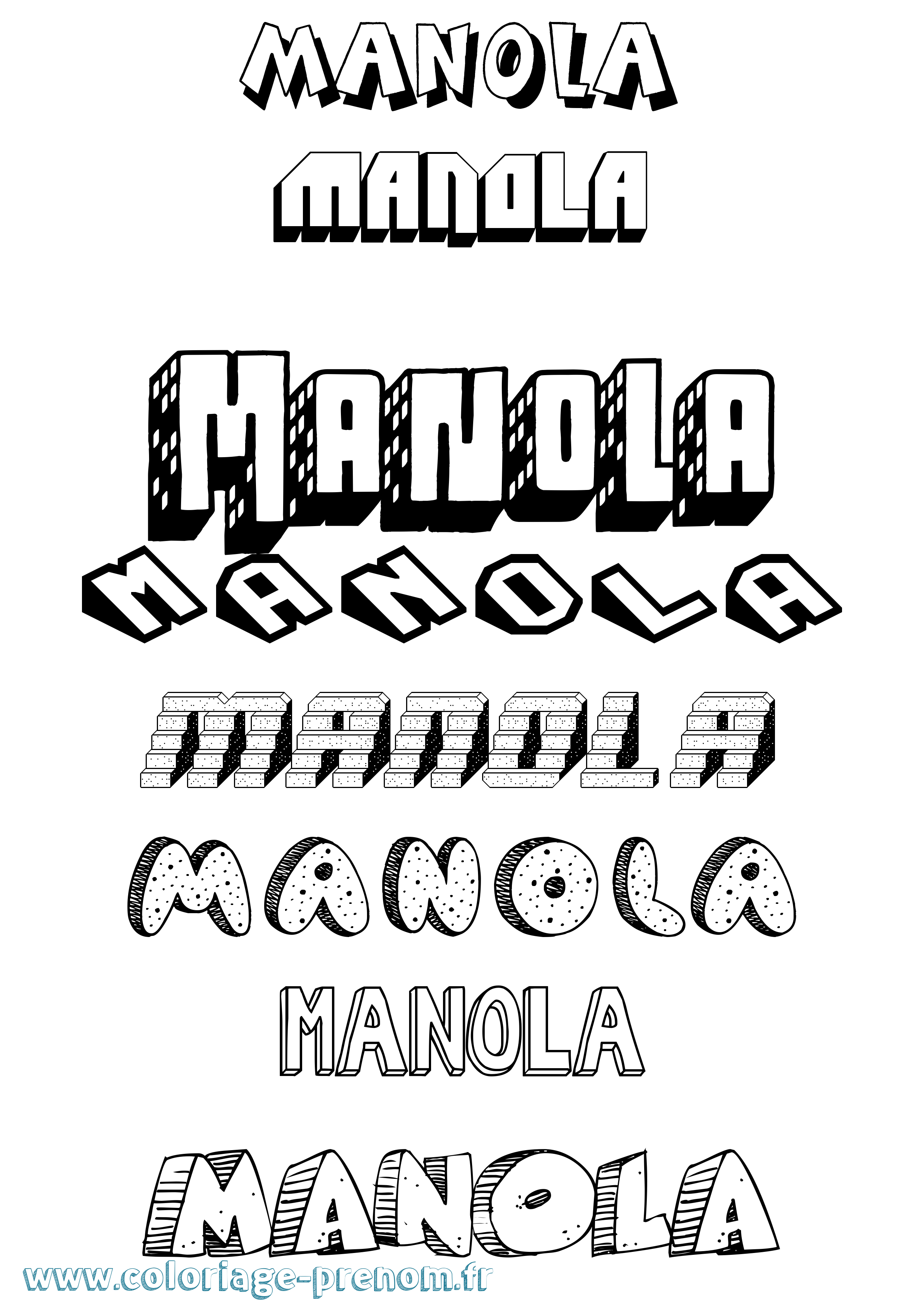 Coloriage prénom Manola Effet 3D