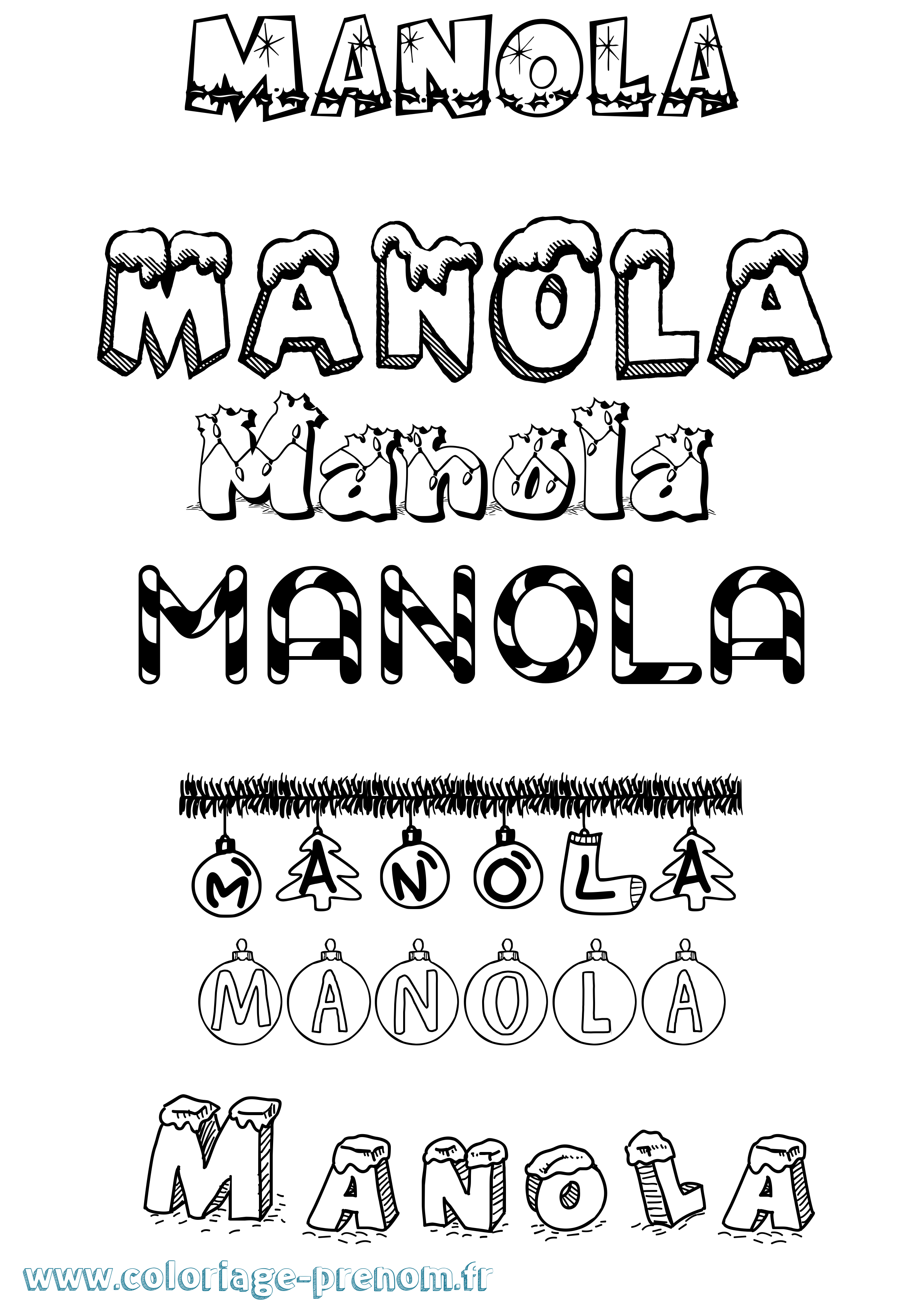 Coloriage prénom Manola Noël