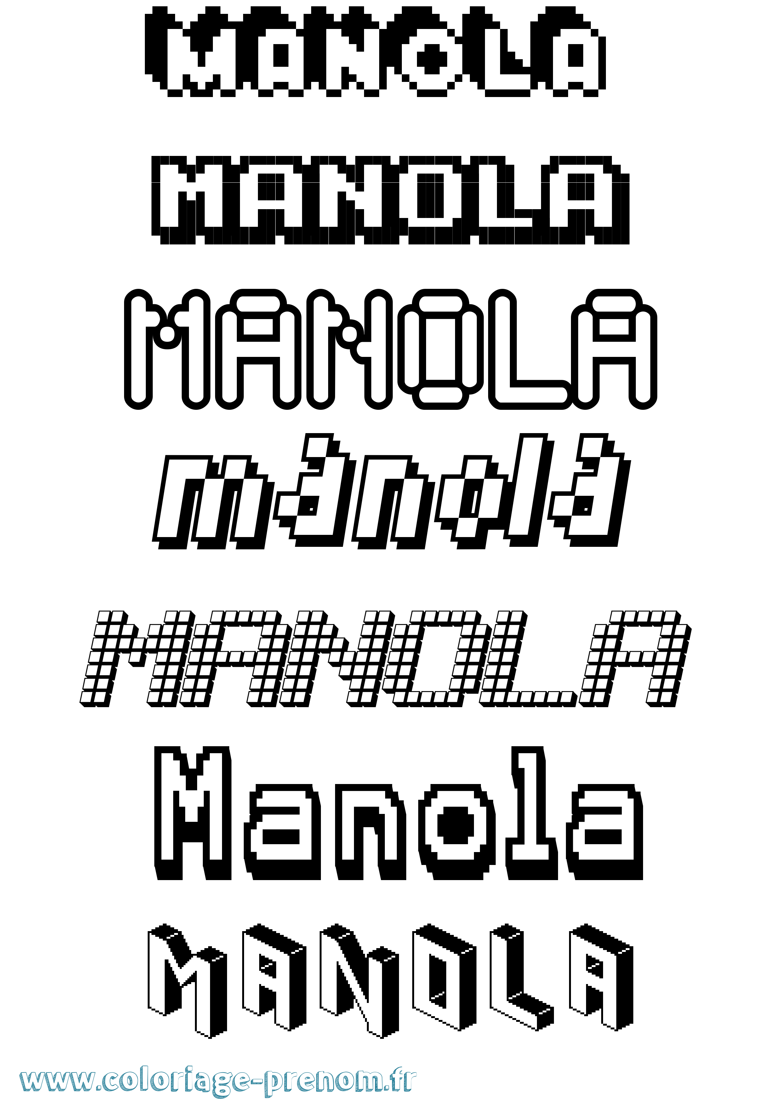 Coloriage prénom Manola Pixel
