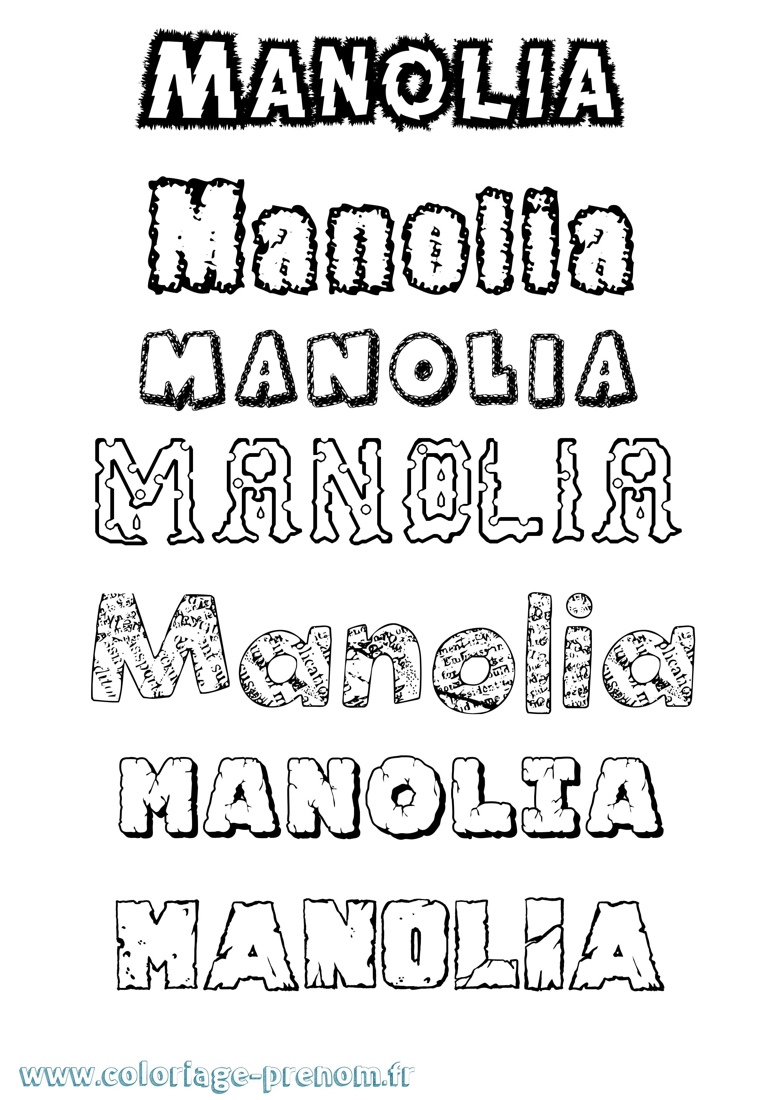 Coloriage prénom Manolia Destructuré