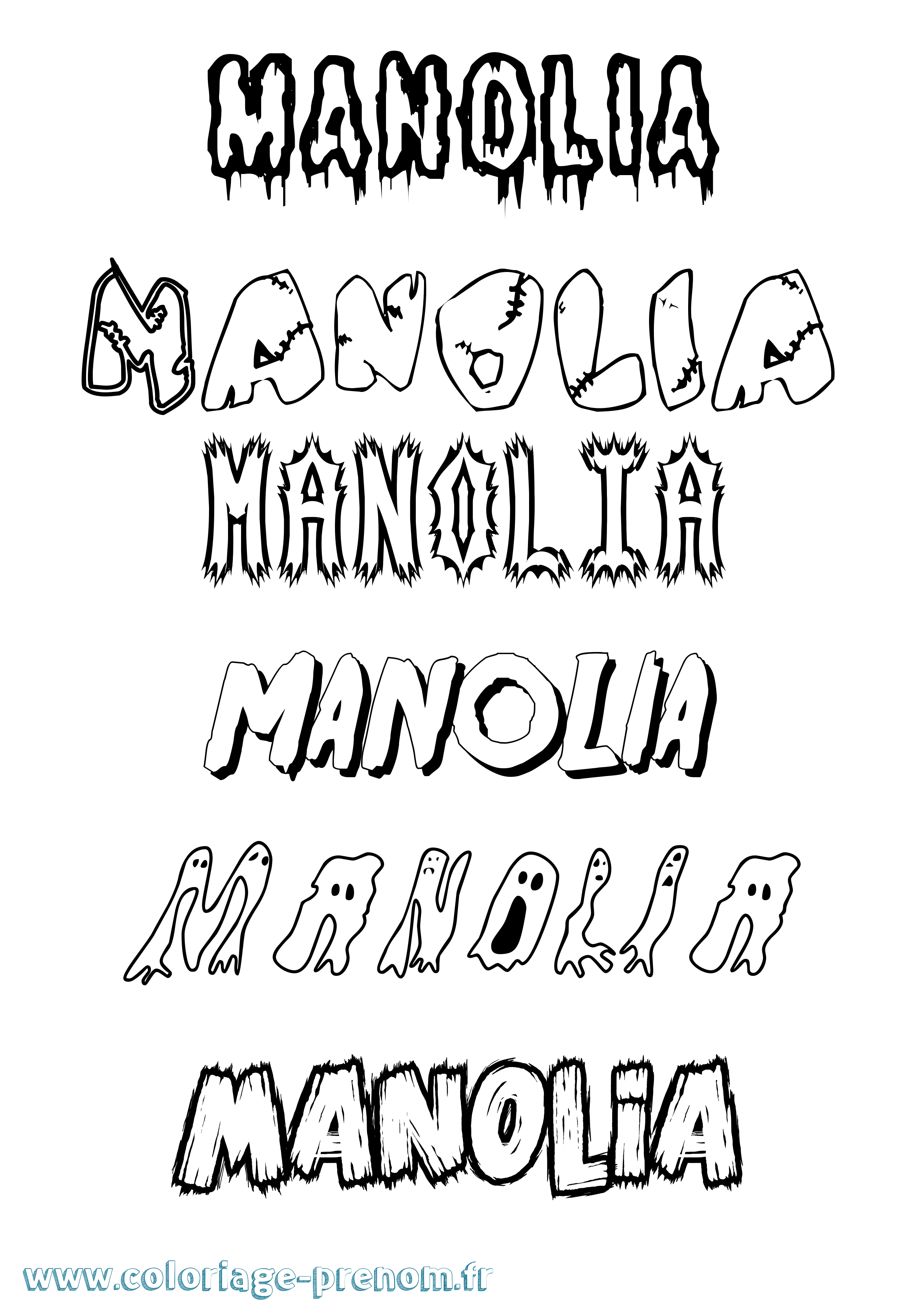 Coloriage prénom Manolia Frisson