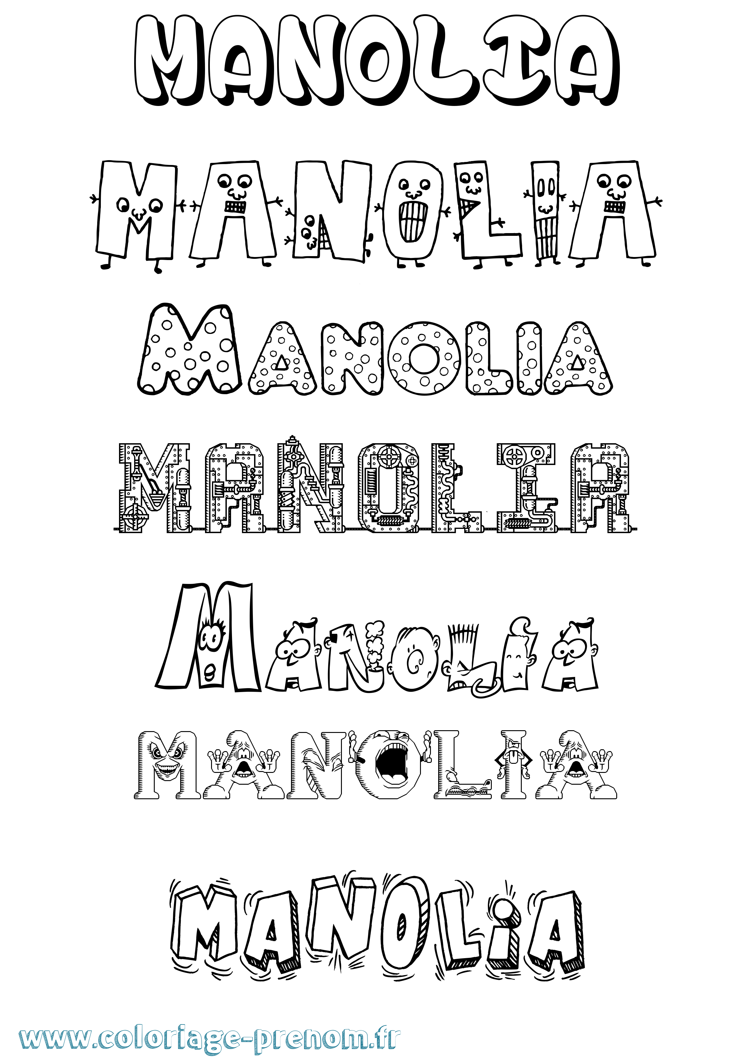 Coloriage prénom Manolia Fun