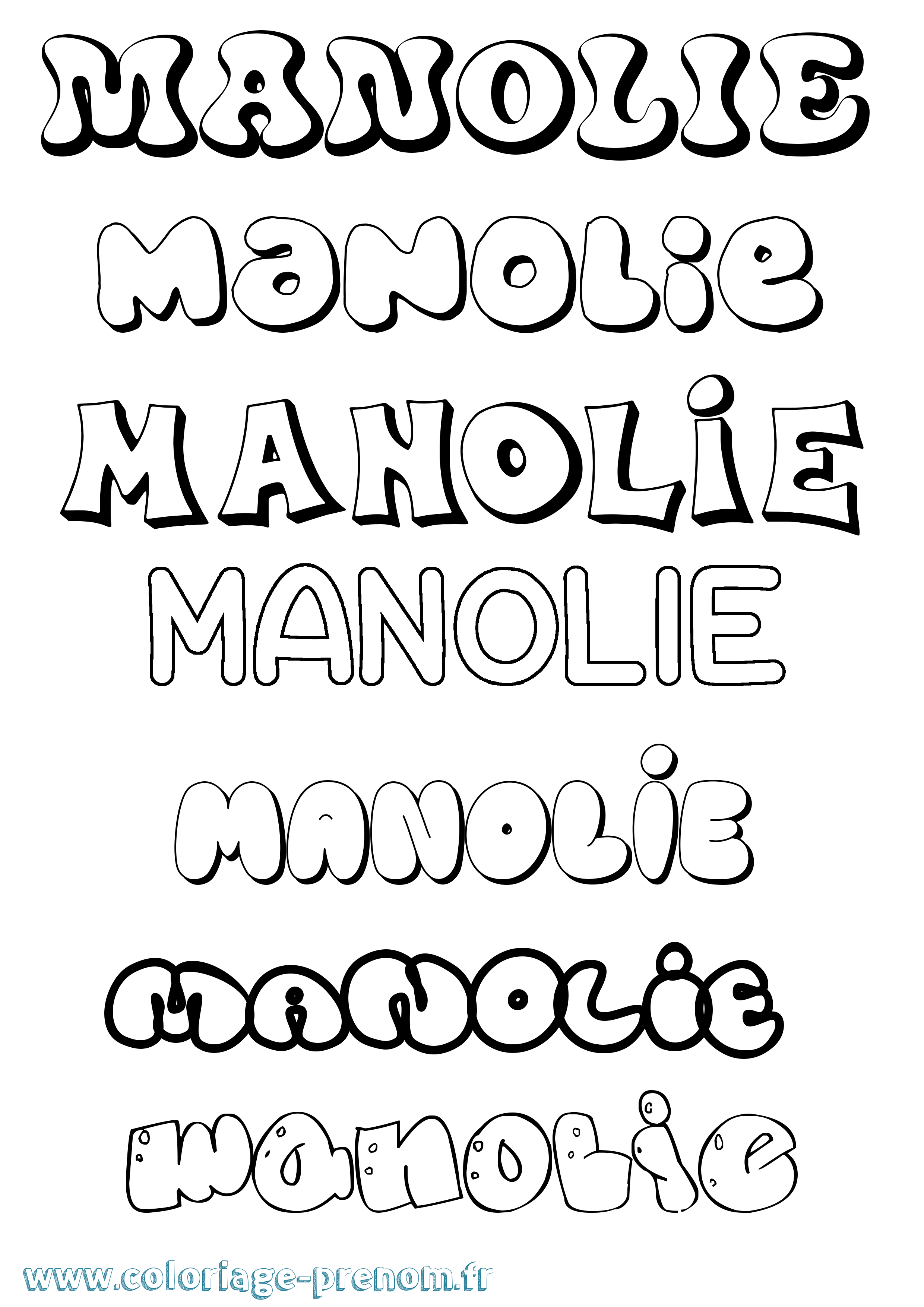 Coloriage prénom Manolie Bubble