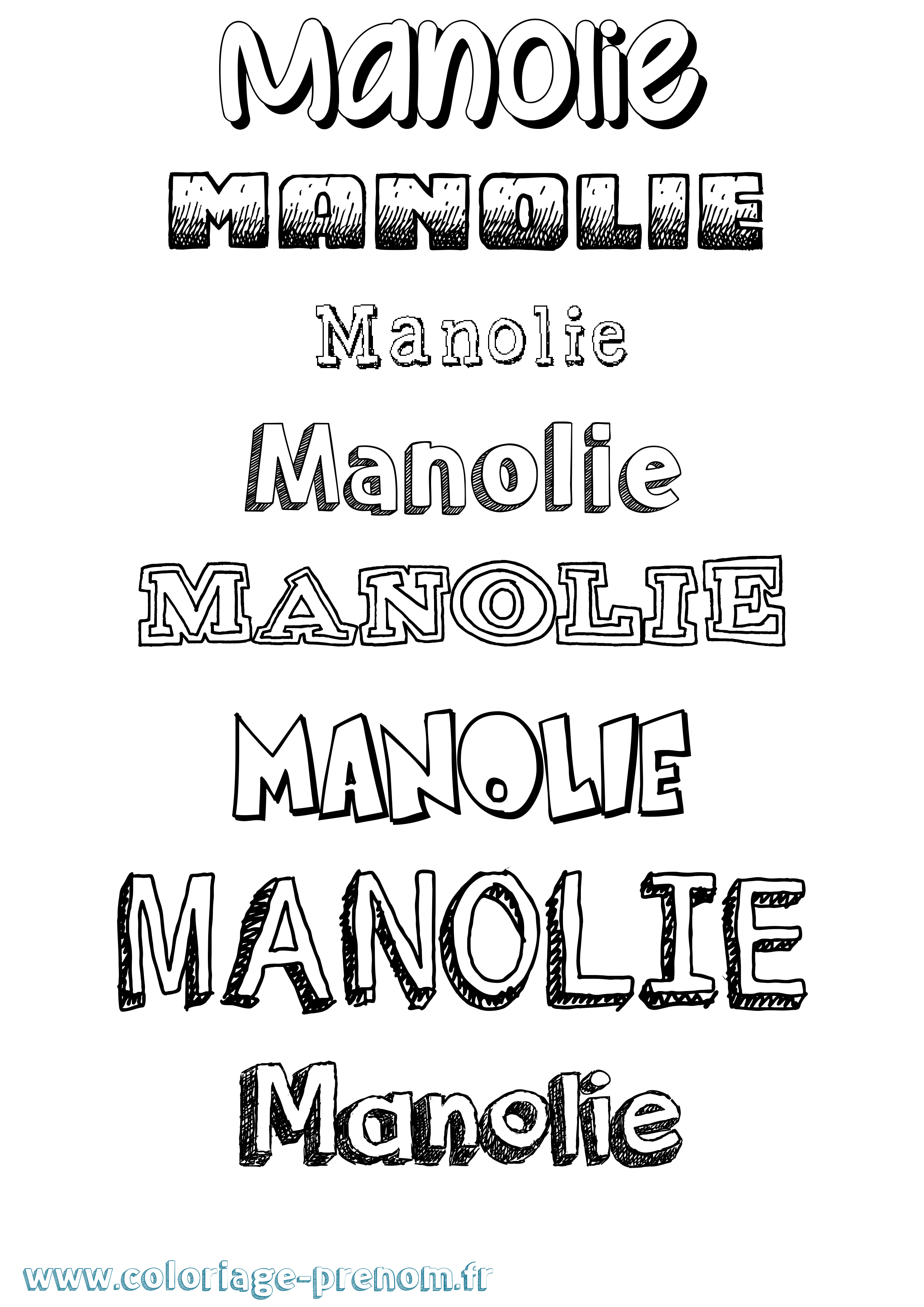 Coloriage prénom Manolie Dessiné