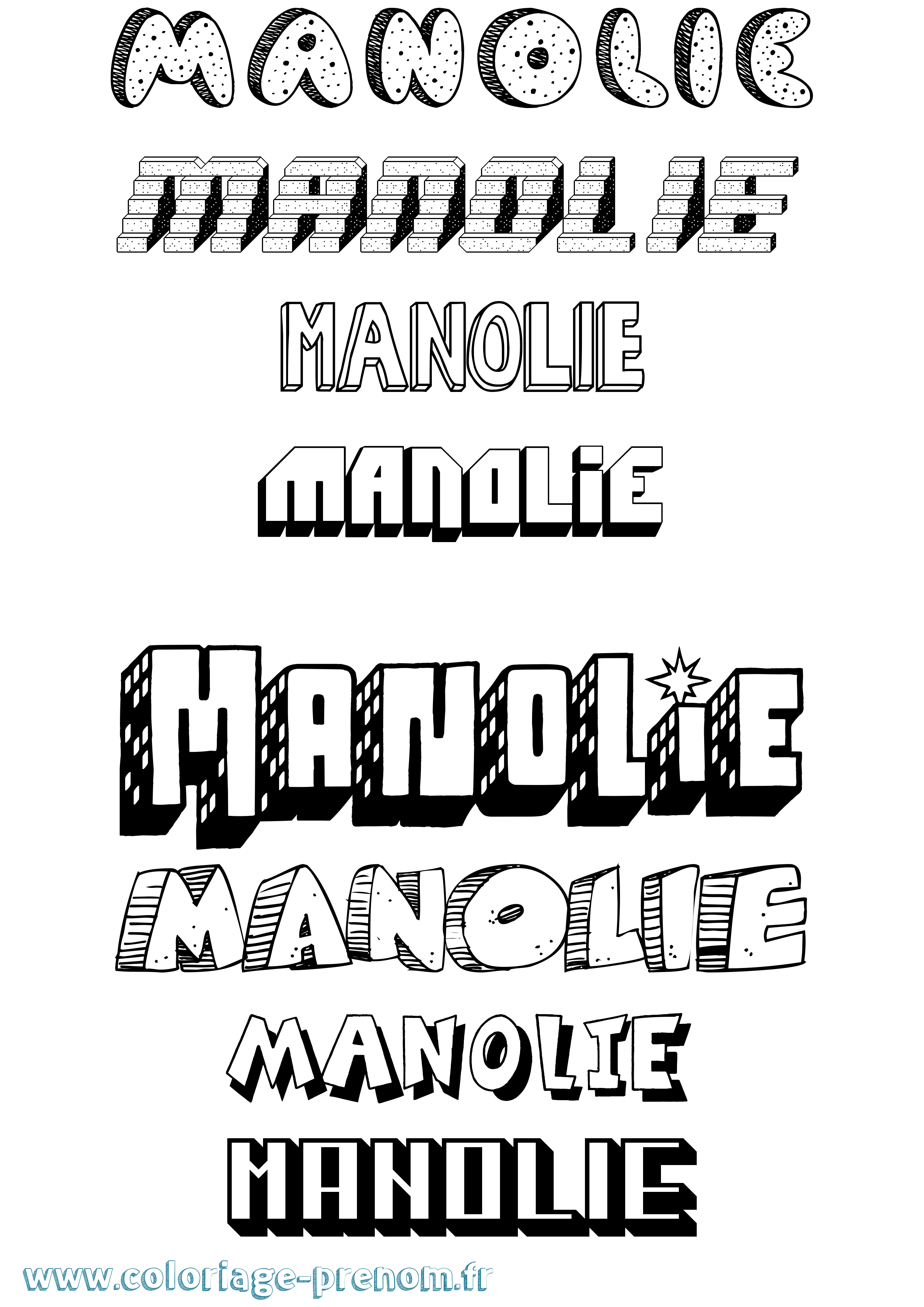 Coloriage prénom Manolie Effet 3D
