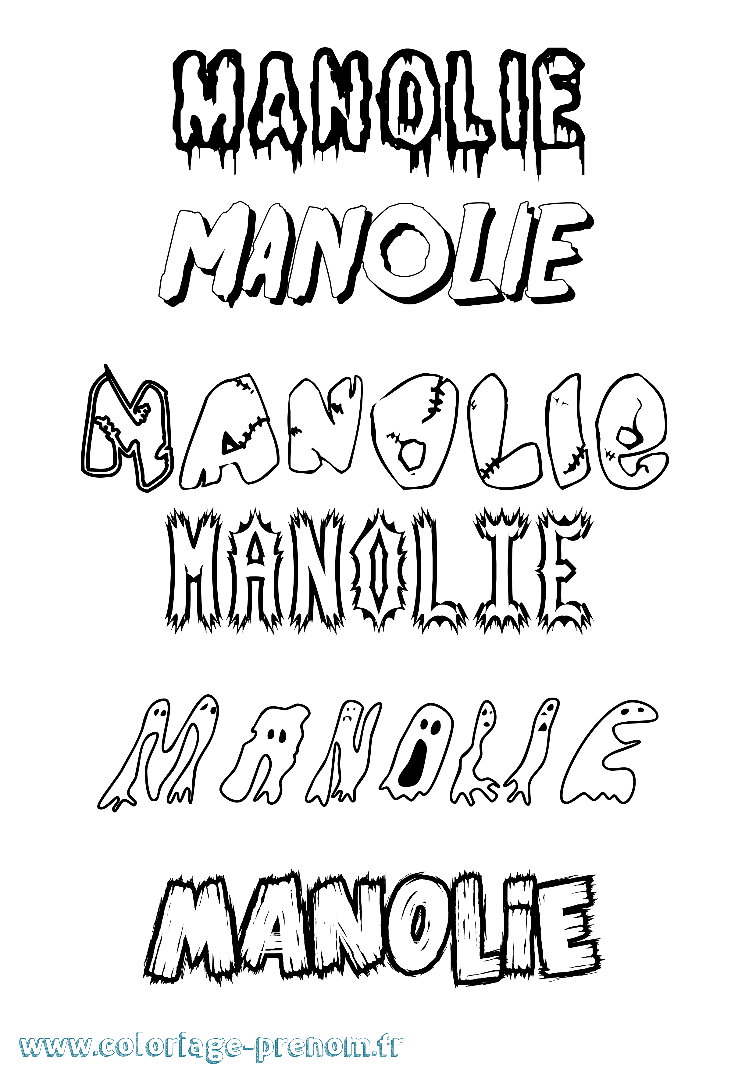 Coloriage prénom Manolie Frisson