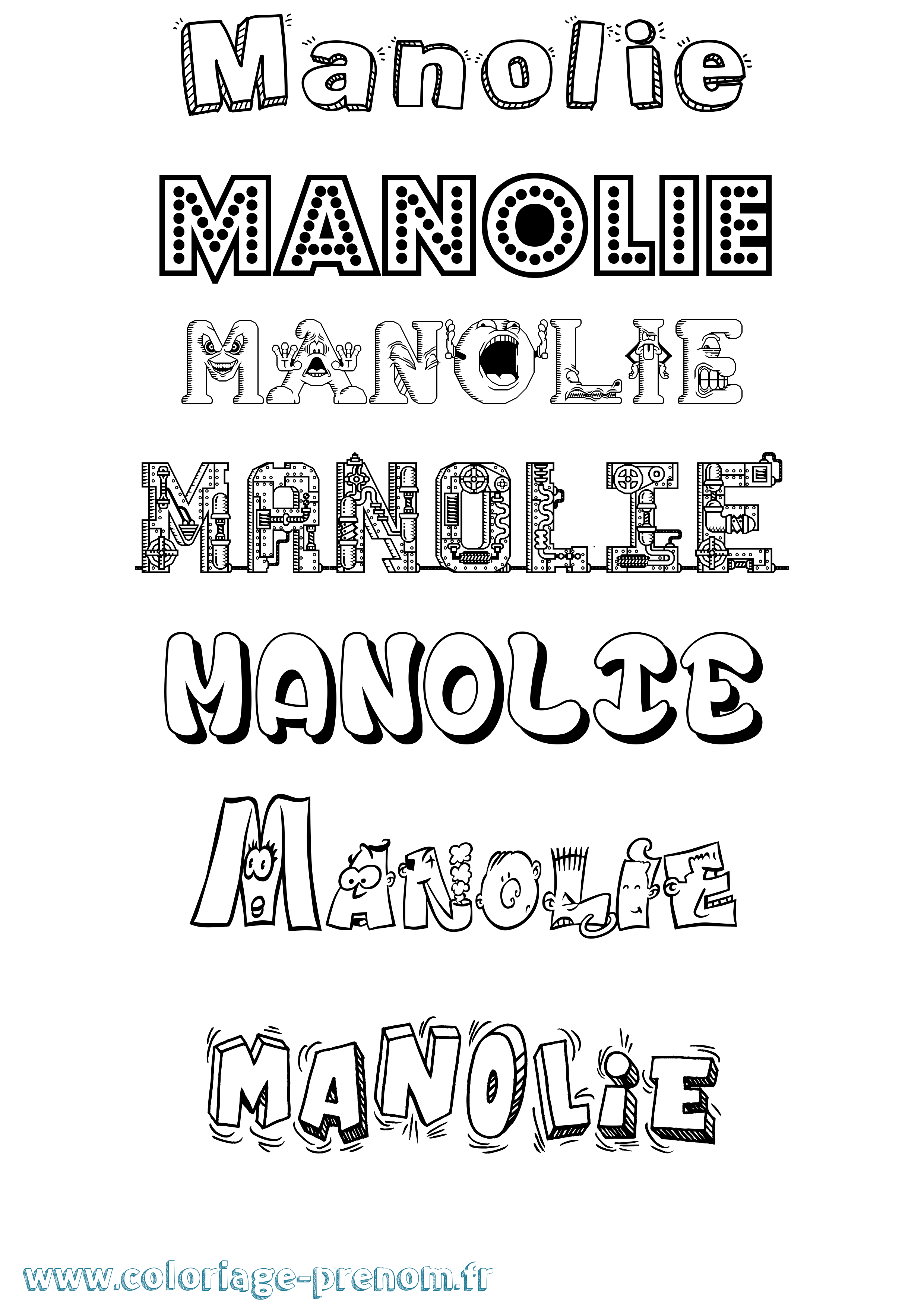 Coloriage prénom Manolie Fun