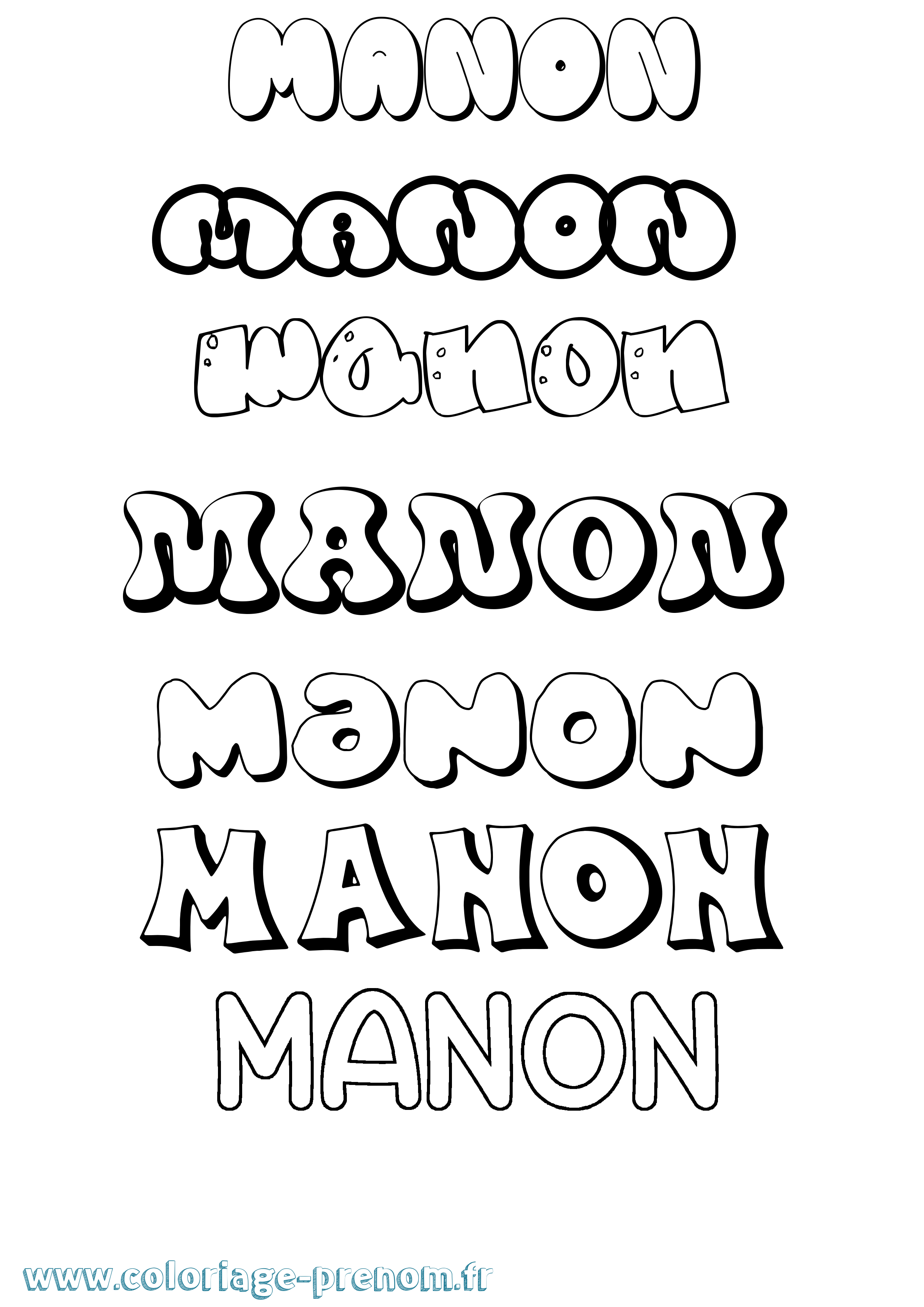 Coloriage prénom Manon Bubble