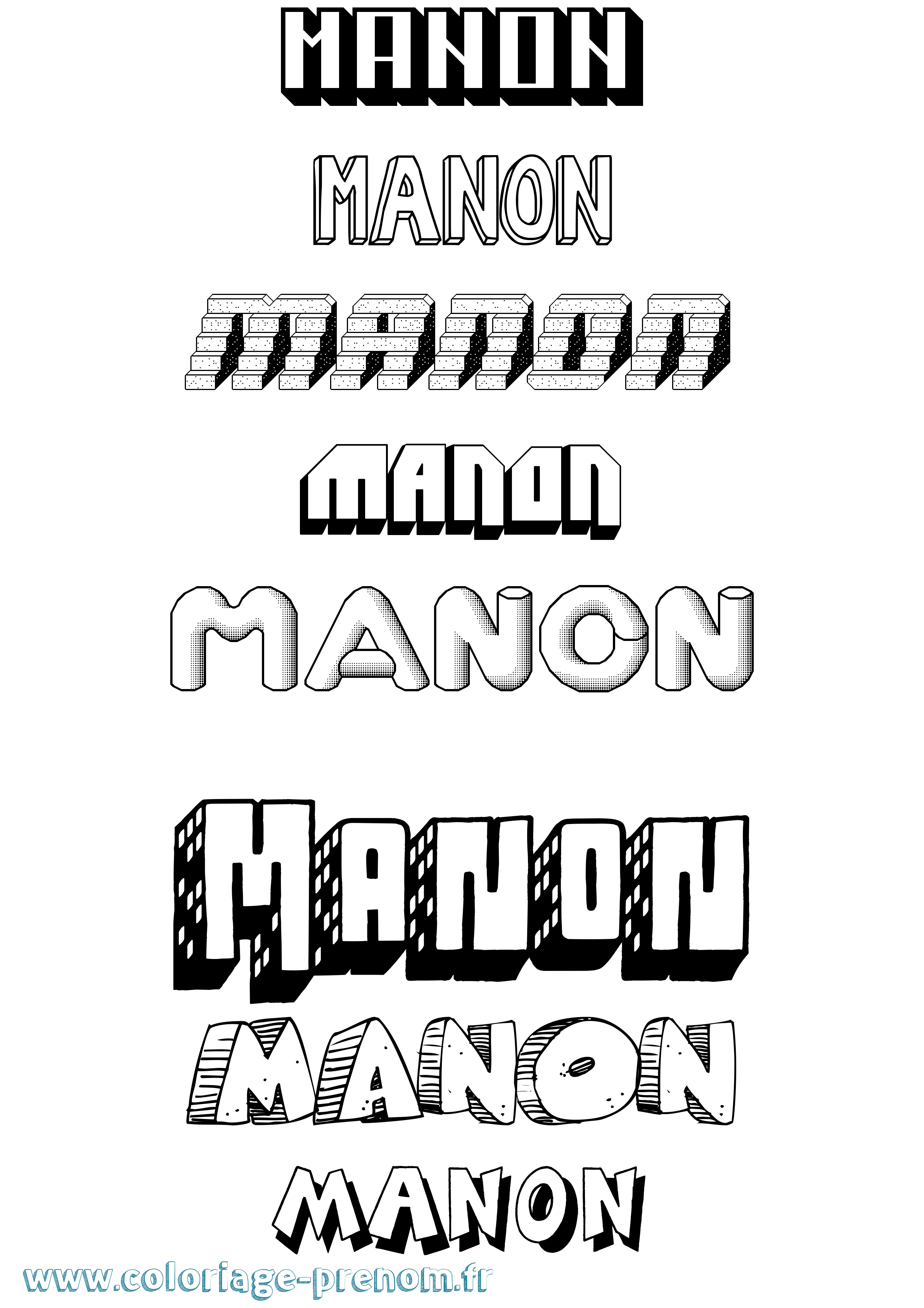 Coloriage prénom Manon Effet 3D