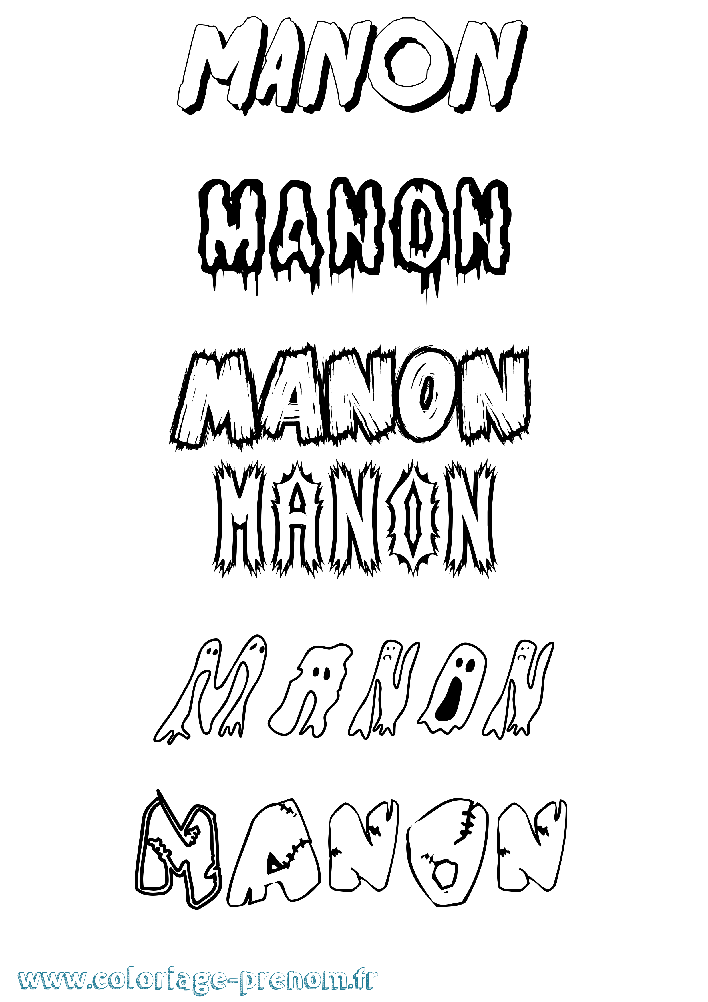 Coloriage prénom Manon Frisson