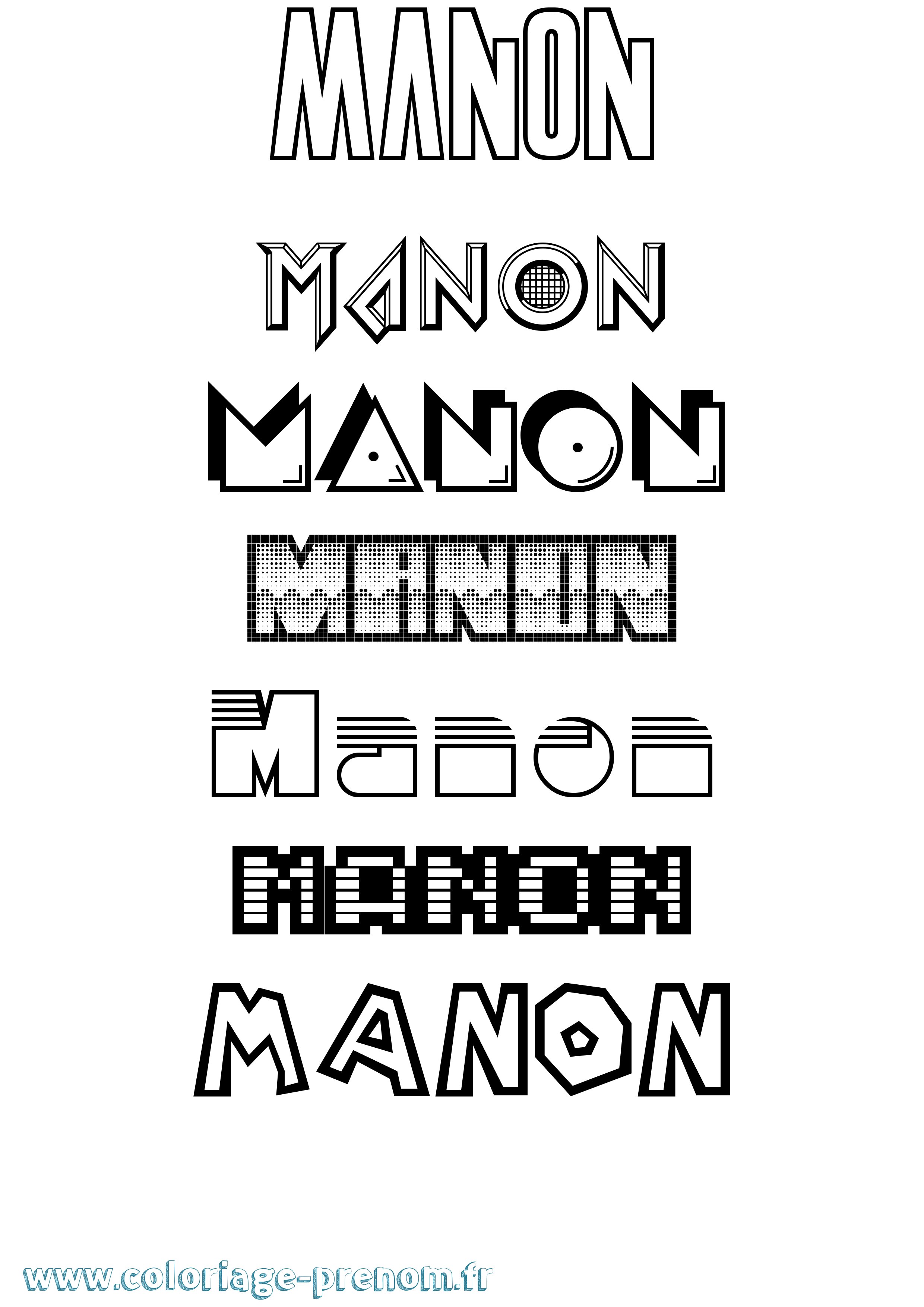 Coloriage prénom Manon Jeux Vidéos